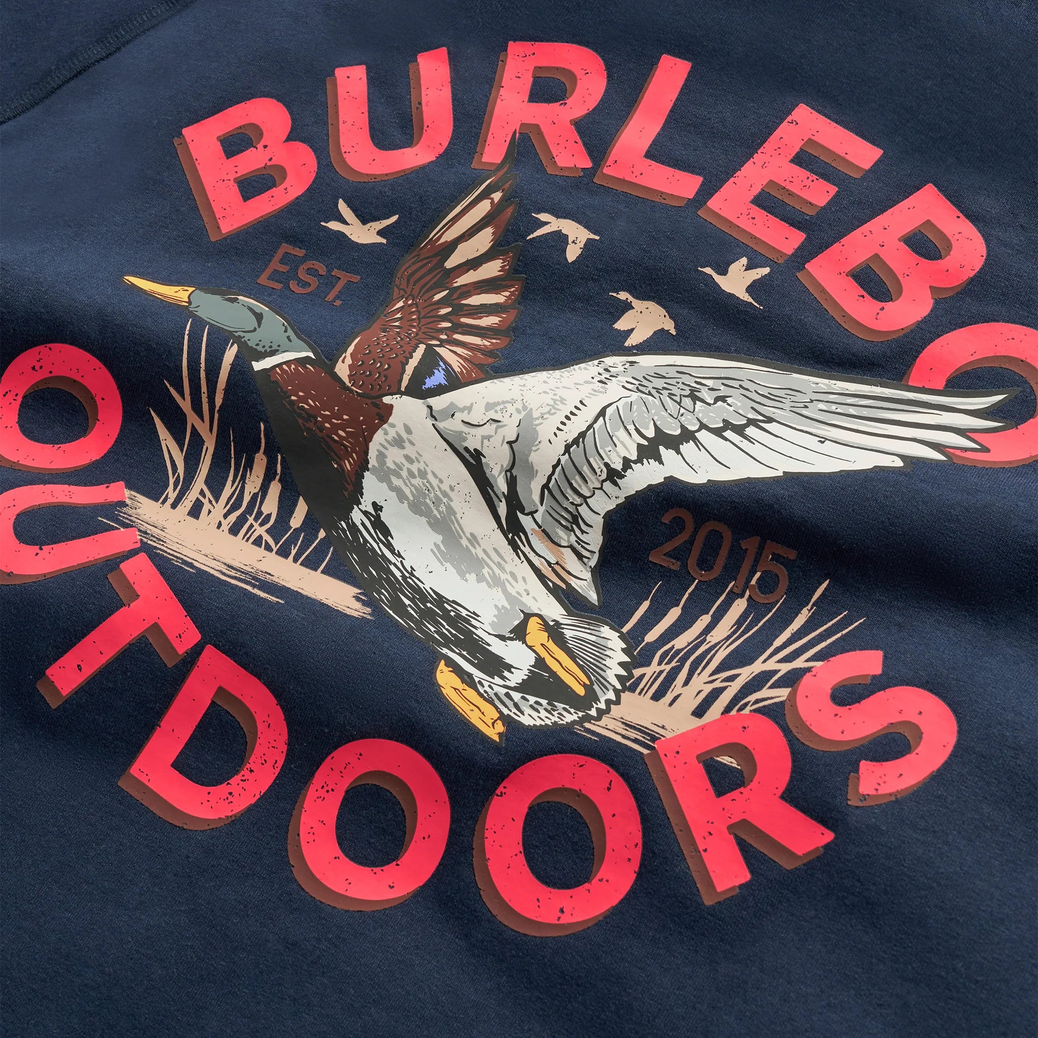 Men's Burlebo Fleece Hoodie - Old School Duck Hunt - Navy - Image 6