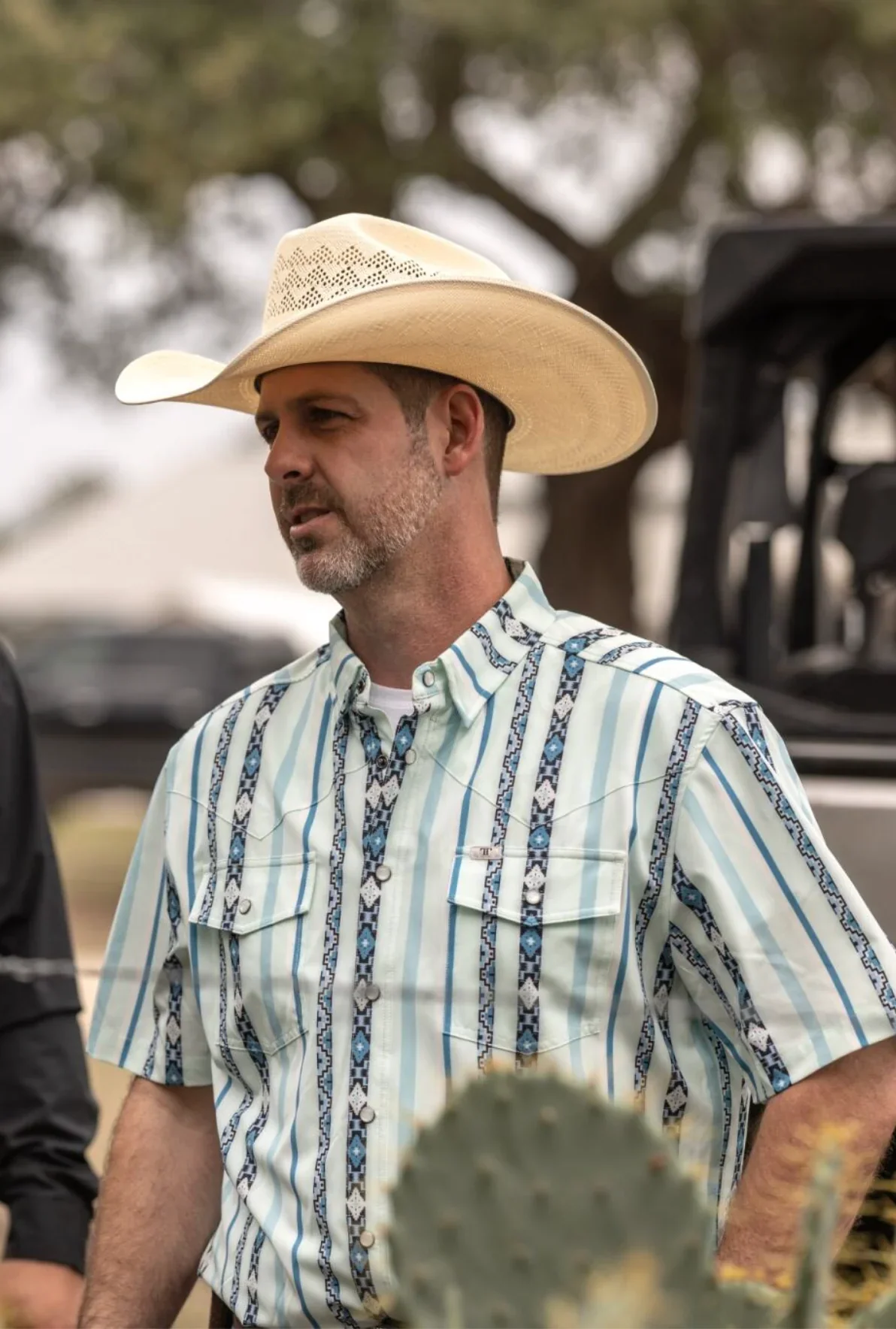 Ferrell The Post in Blue - Short Sleeve Snap Shirt - Image 3