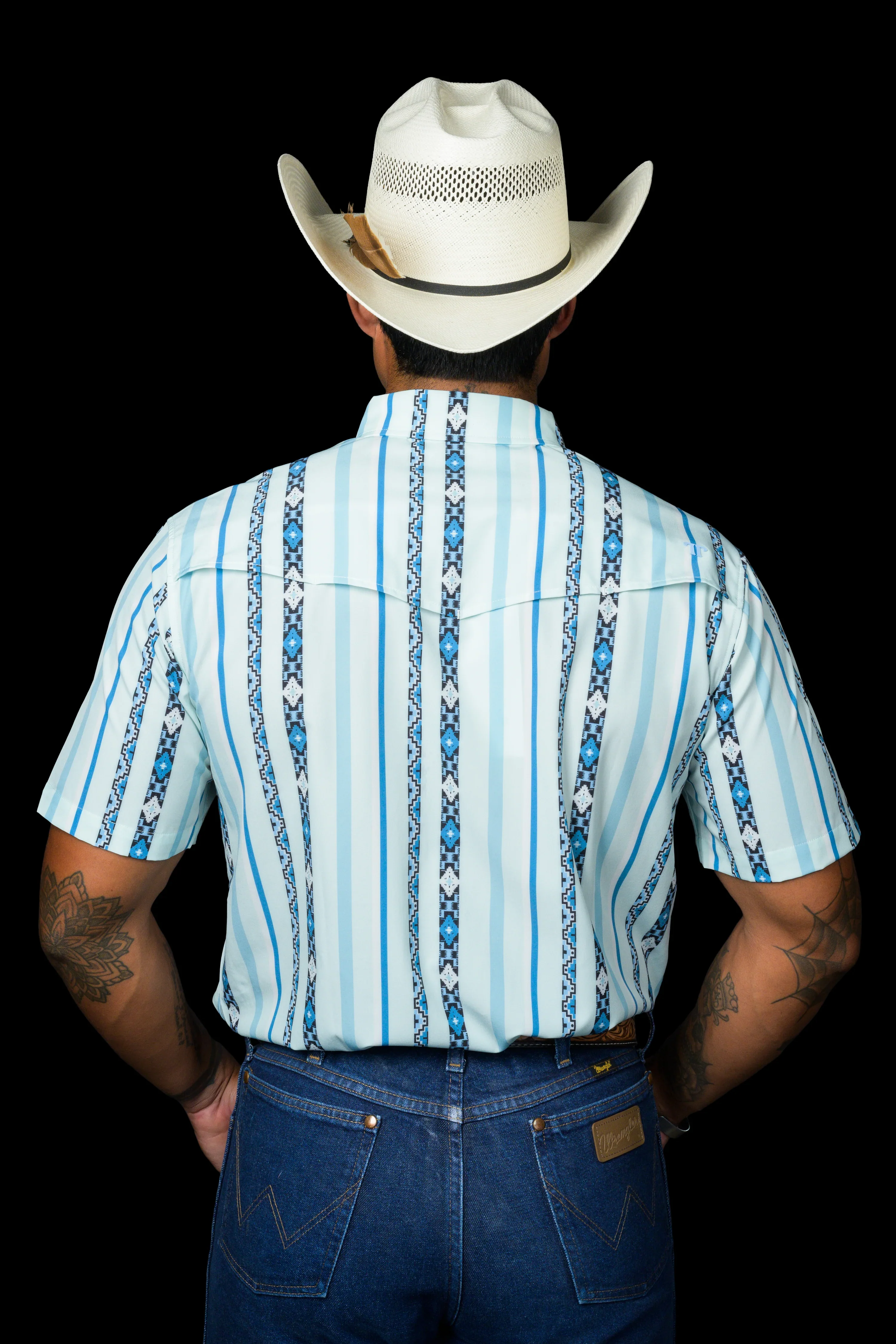 Ferrell The Post in Blue - Short Sleeve Snap Shirt - Image 4