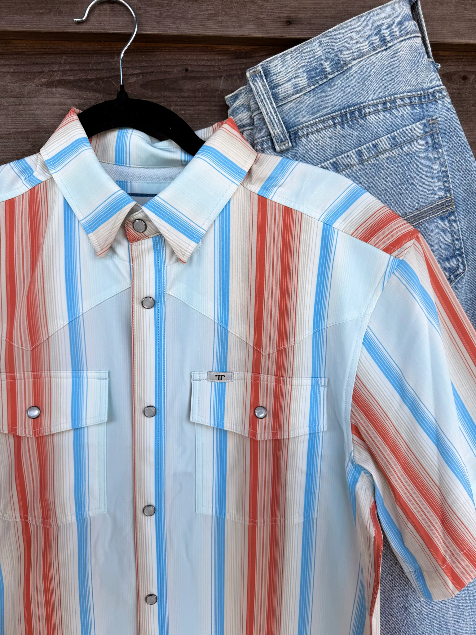 Ferrell The Harrison in Salmon - Short Sleeve Snap Shirt - Image 5