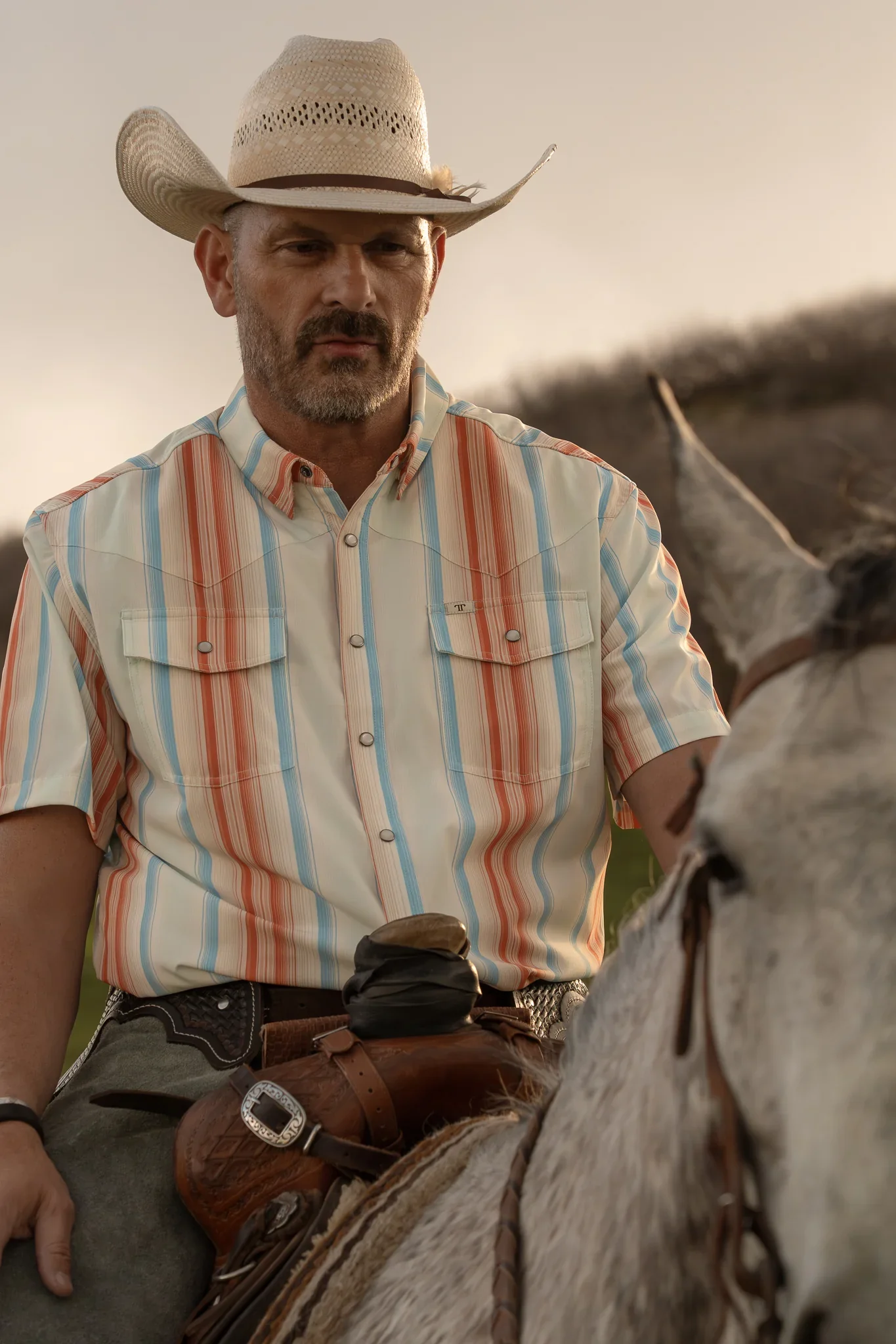 Ferrell The Harrison in Salmon - Short Sleeve Snap Shirt - Image 6