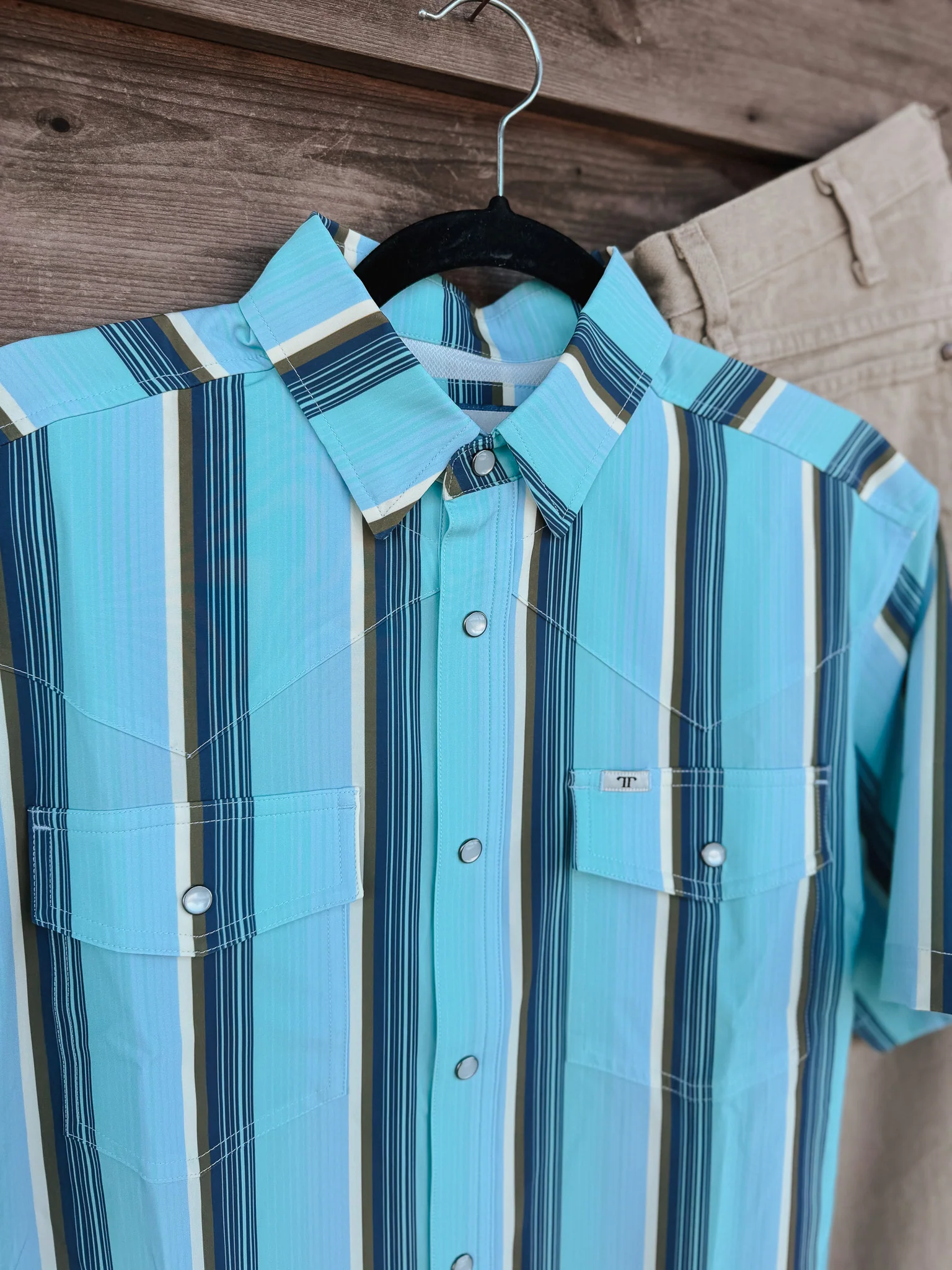 Ferrell The Tristan in Blue - Short Sleeve Snap Shirt - Image 3