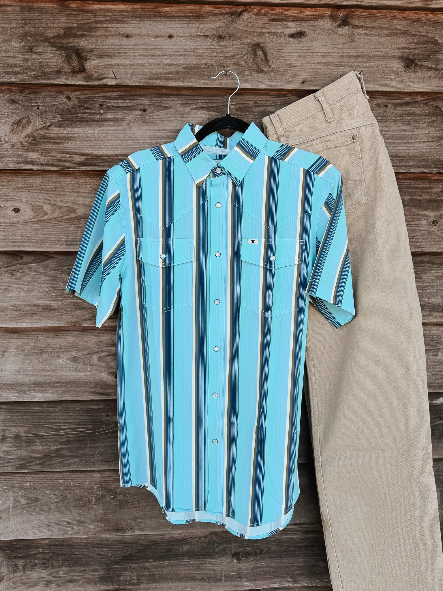 Ferrell The Tristan in Blue - Short Sleeve Snap Shirt - Image 6