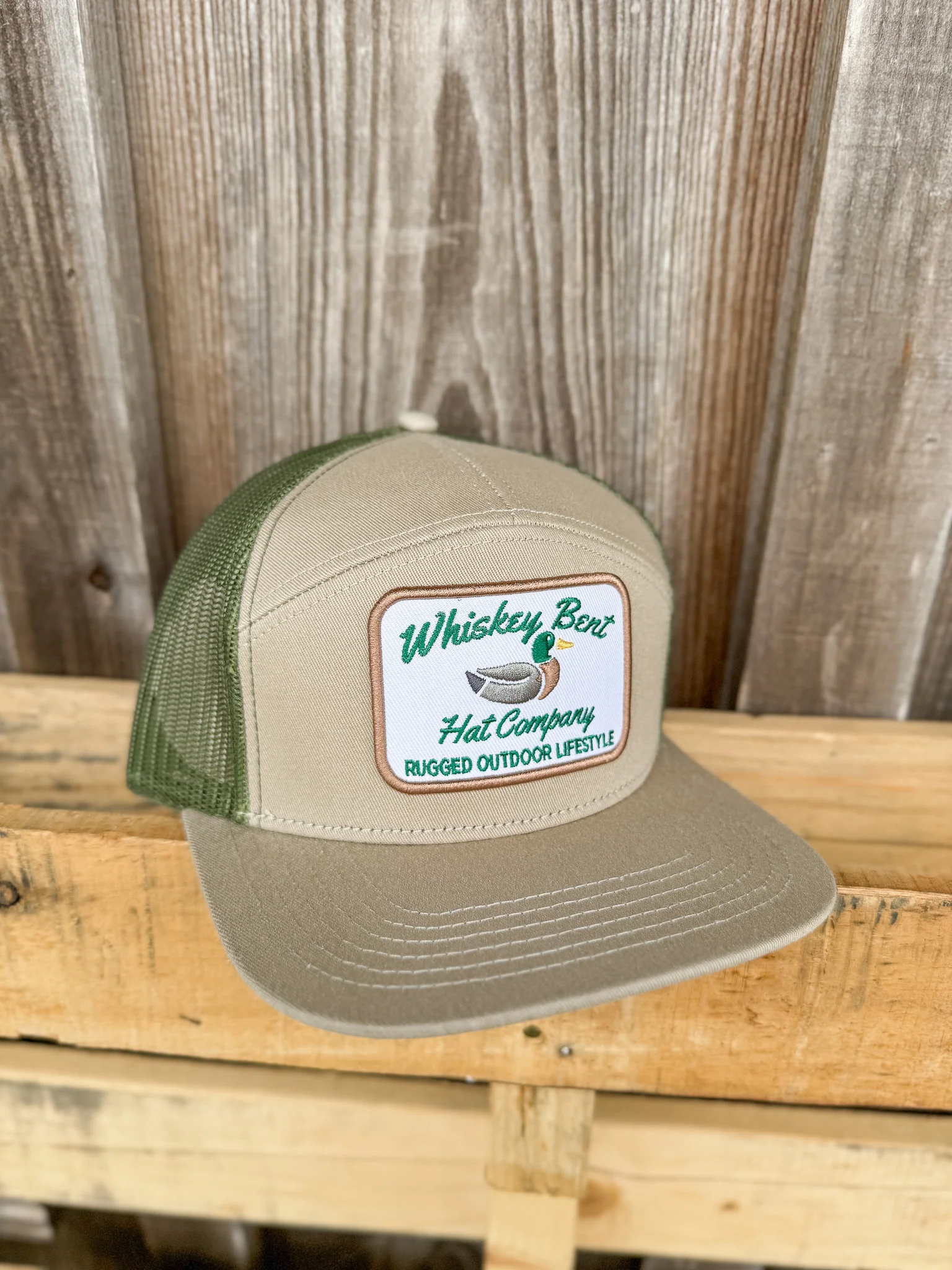 Whiskey Bent Hat Co. Green Head 7-Panel Cap - Khaki/Green - Image 3