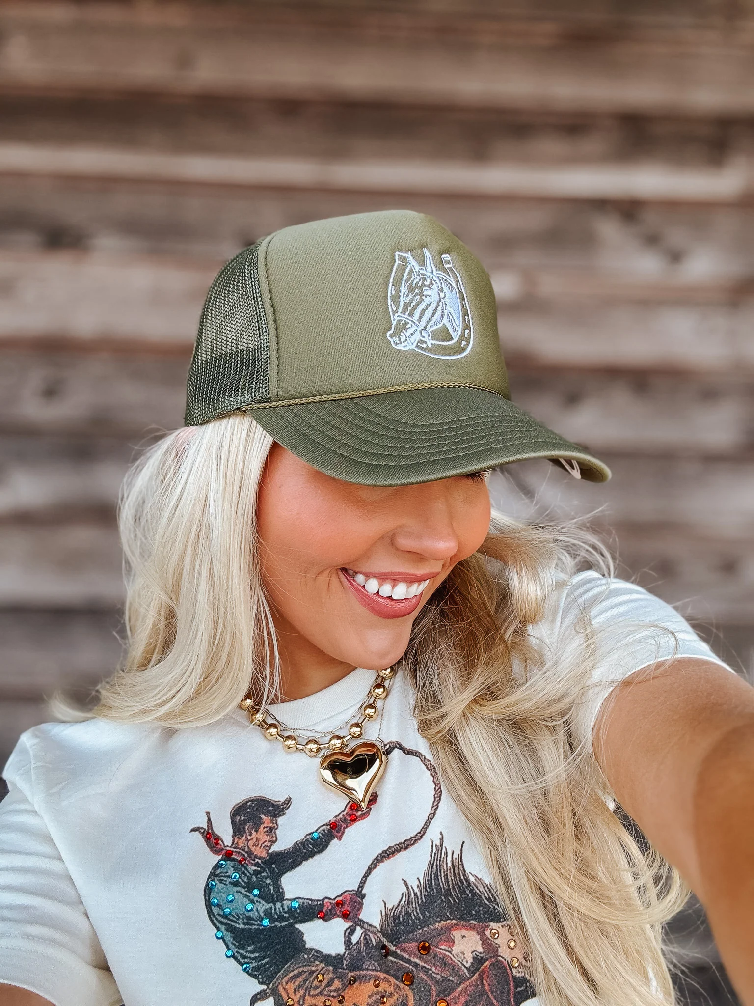 Horseshoe Olive Trucker Hat - Image 4