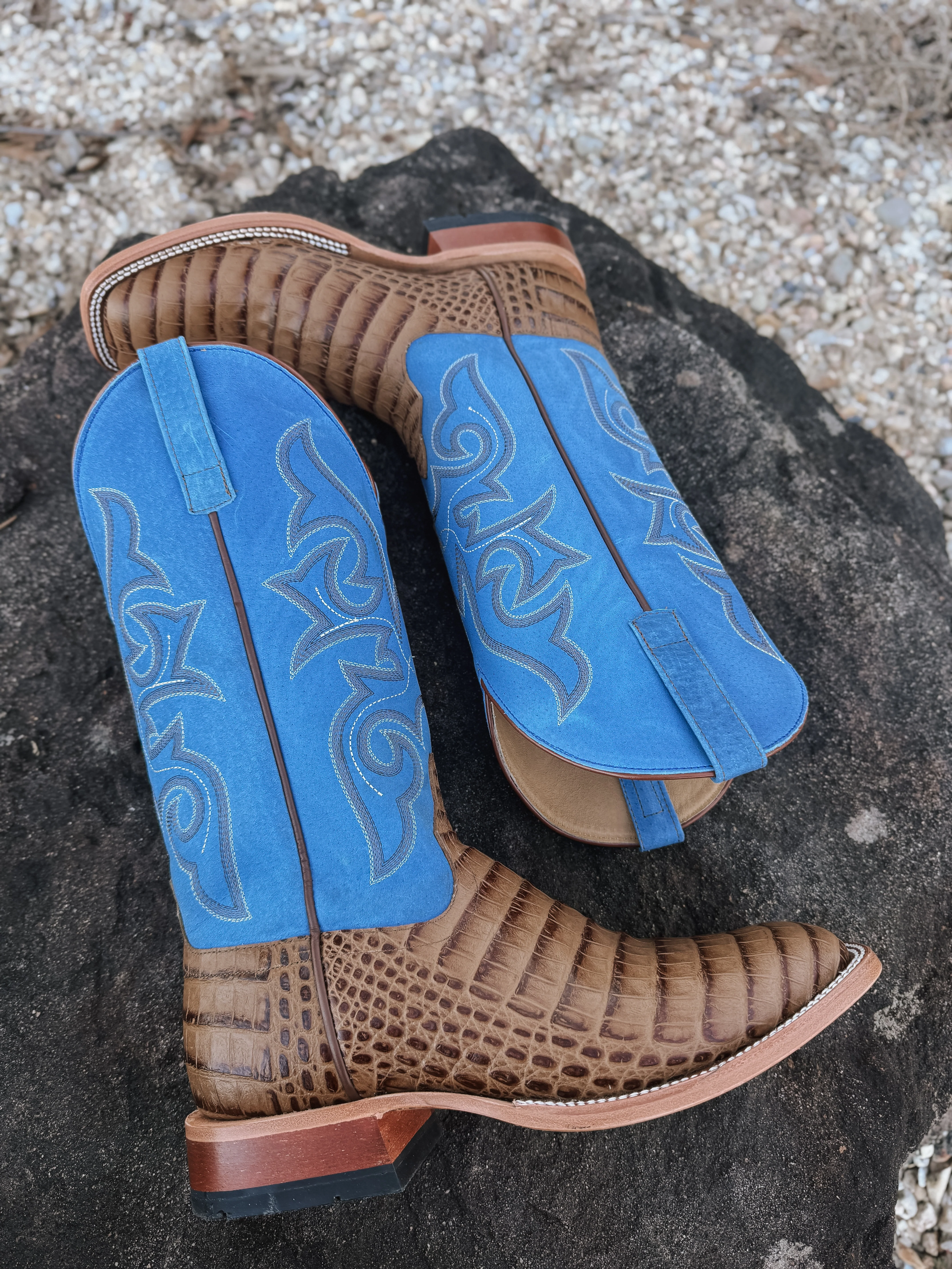 Men's Horse Power Caiman Print Blue Sinsation Western Boots - Image 3