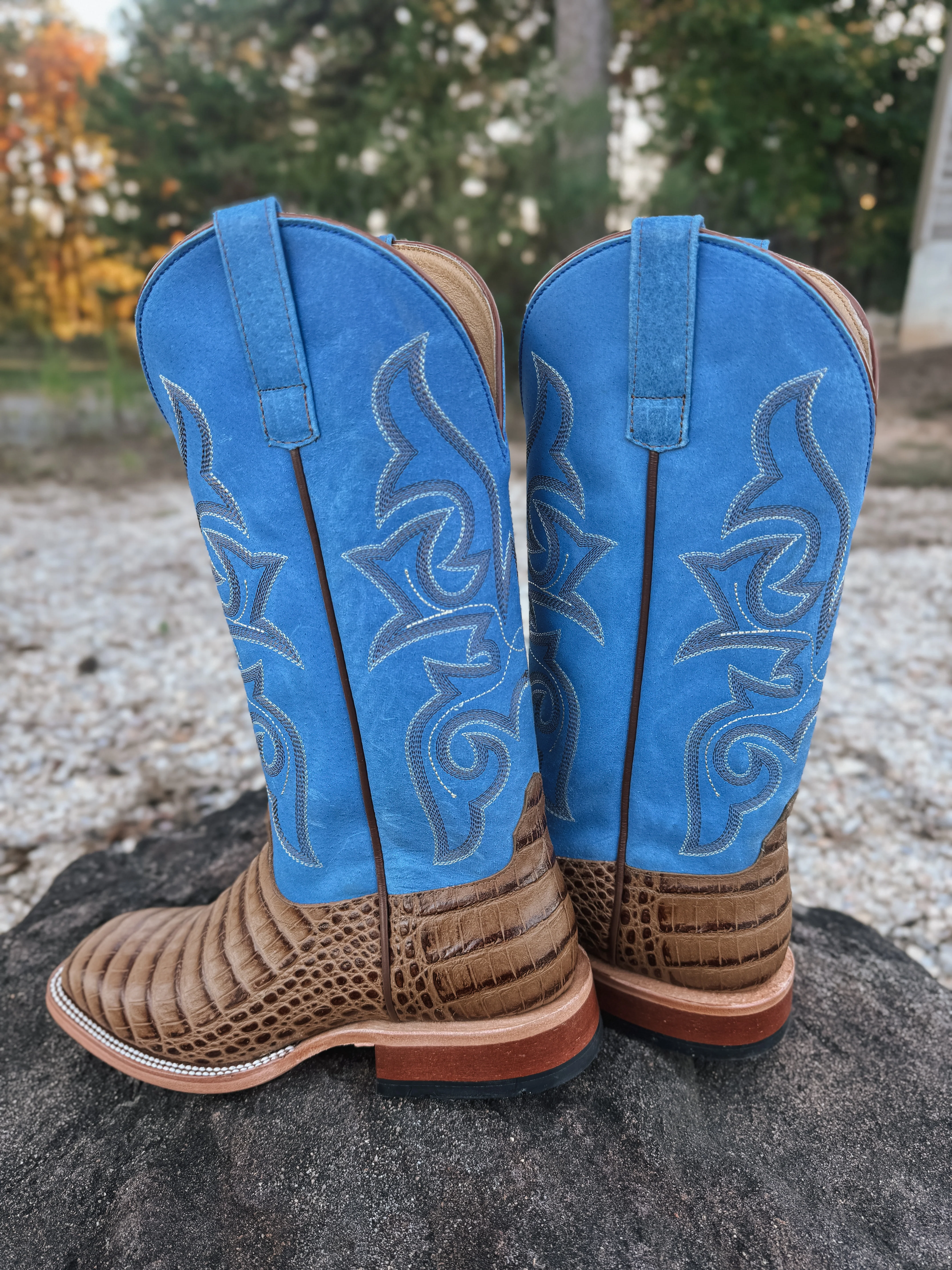 Men's Horse Power Caiman Print Blue Sinsation Western Boots - Image 8