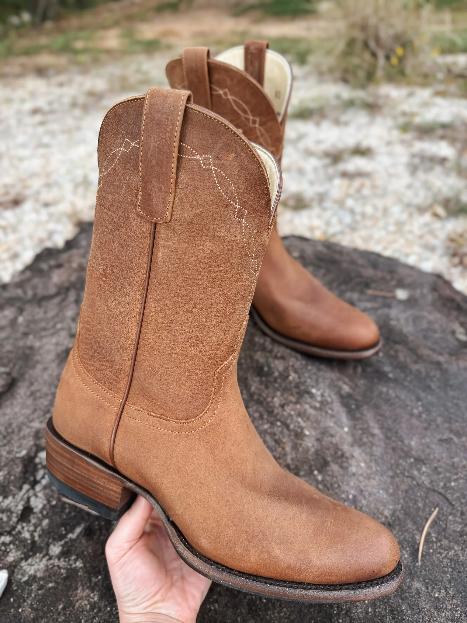 Men's Horse Power Honey Crazy Horse Round Toe Boots - Image 7