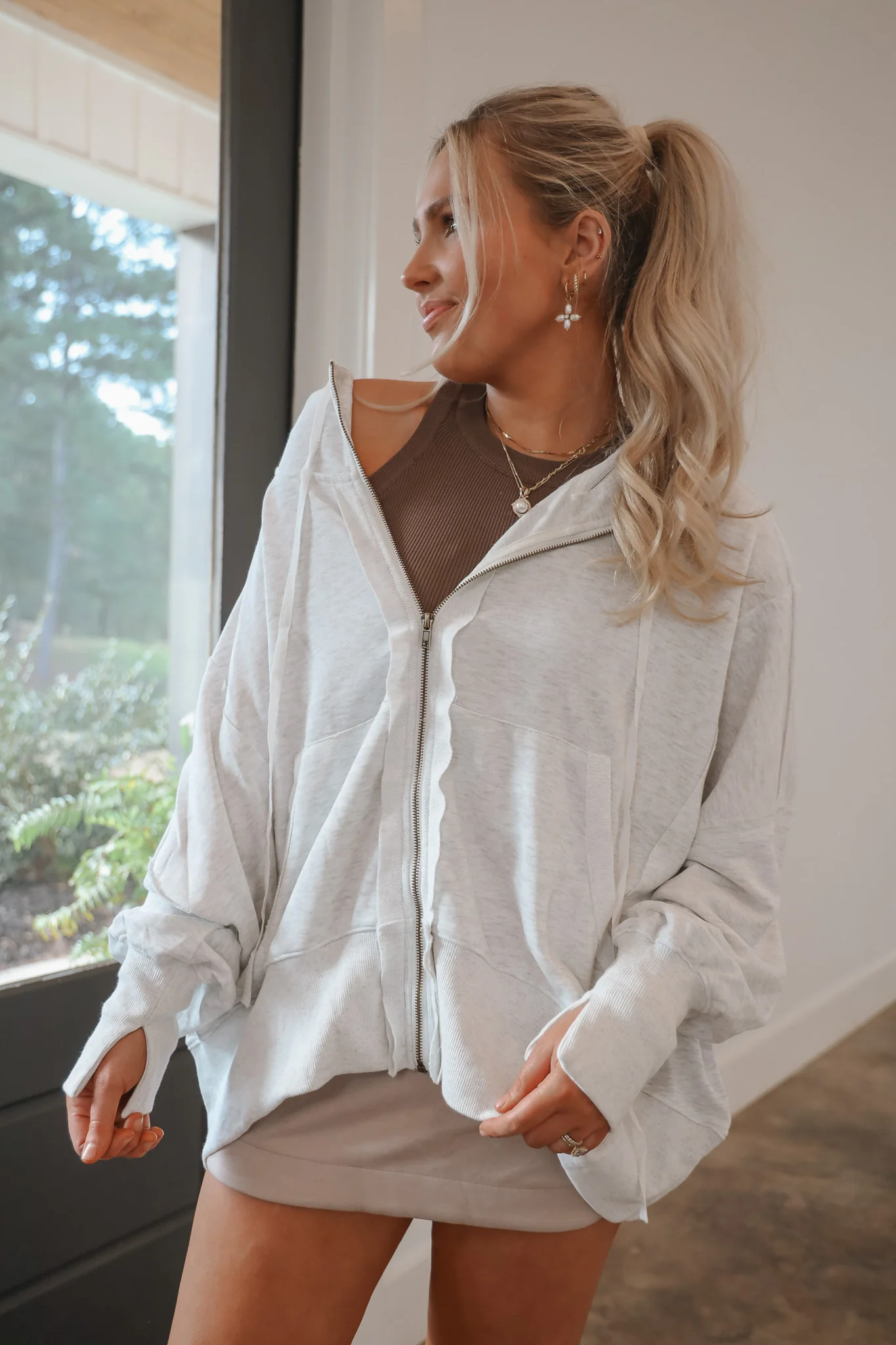 Cool Breeze Oversized Jacket in Light Grey - Image 9