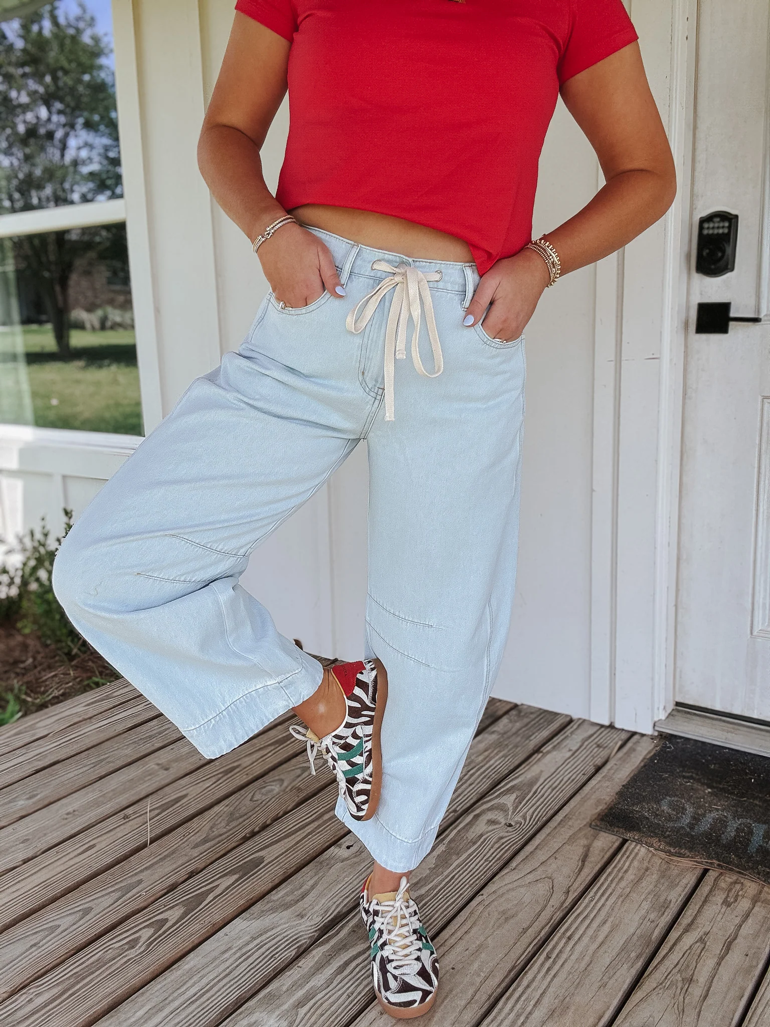 The Nori Floral Hem Barrel Jean