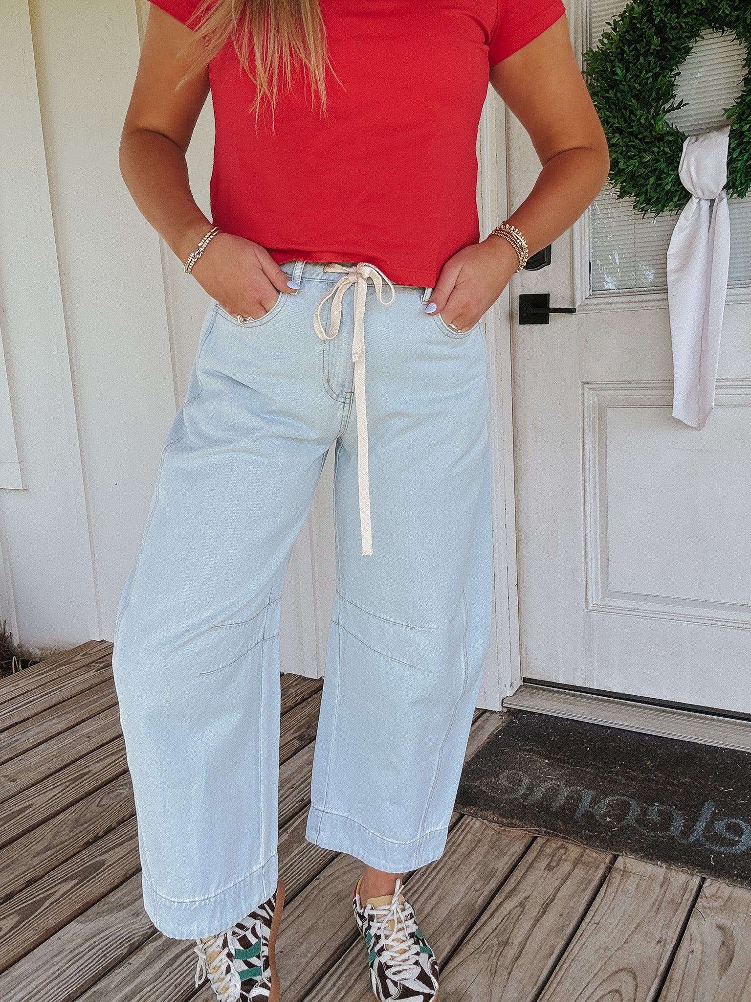 The Nori Floral Hem Barrel Jean - Image 3