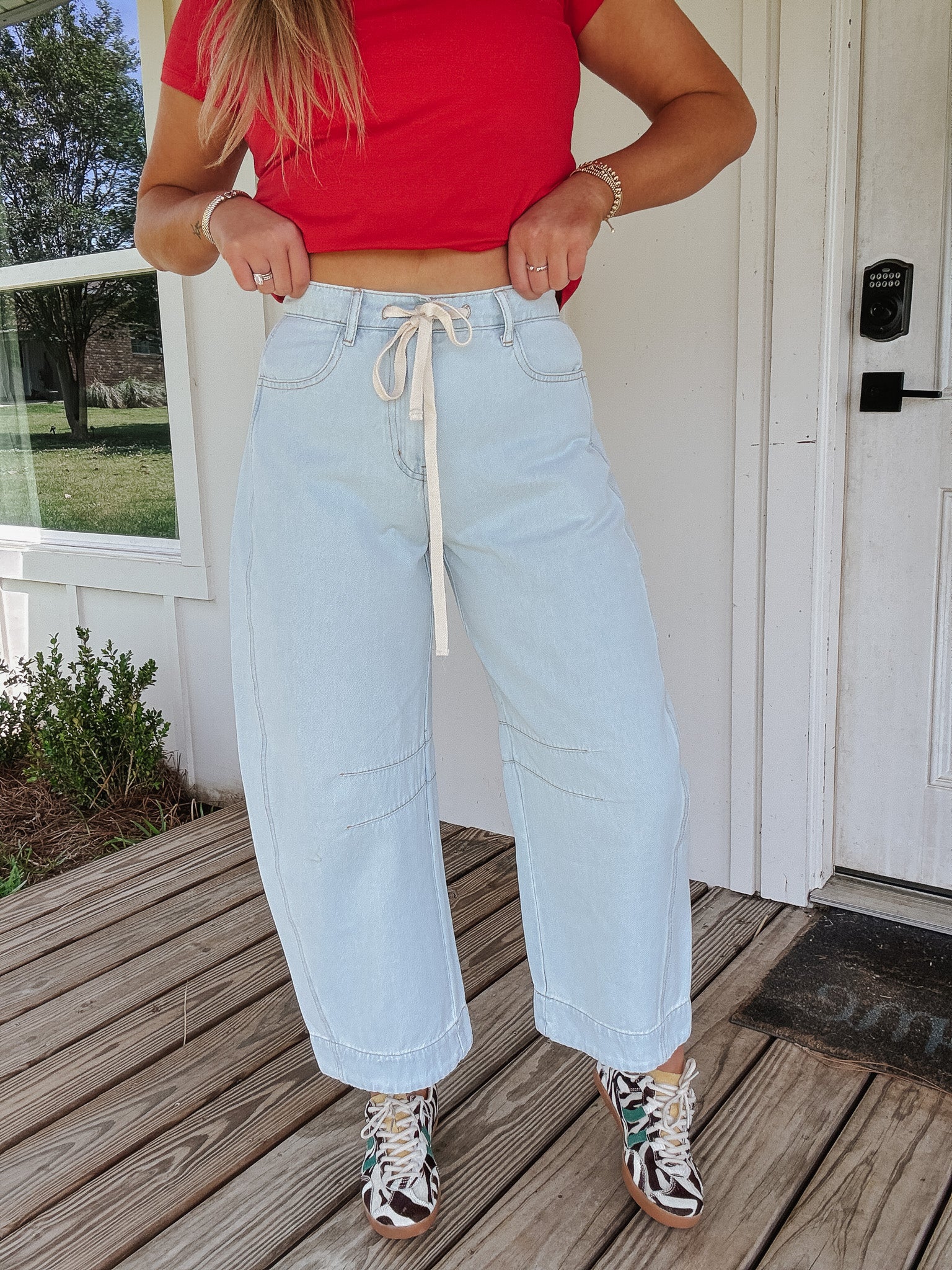 The Nori Floral Hem Barrel Jean - Image 4
