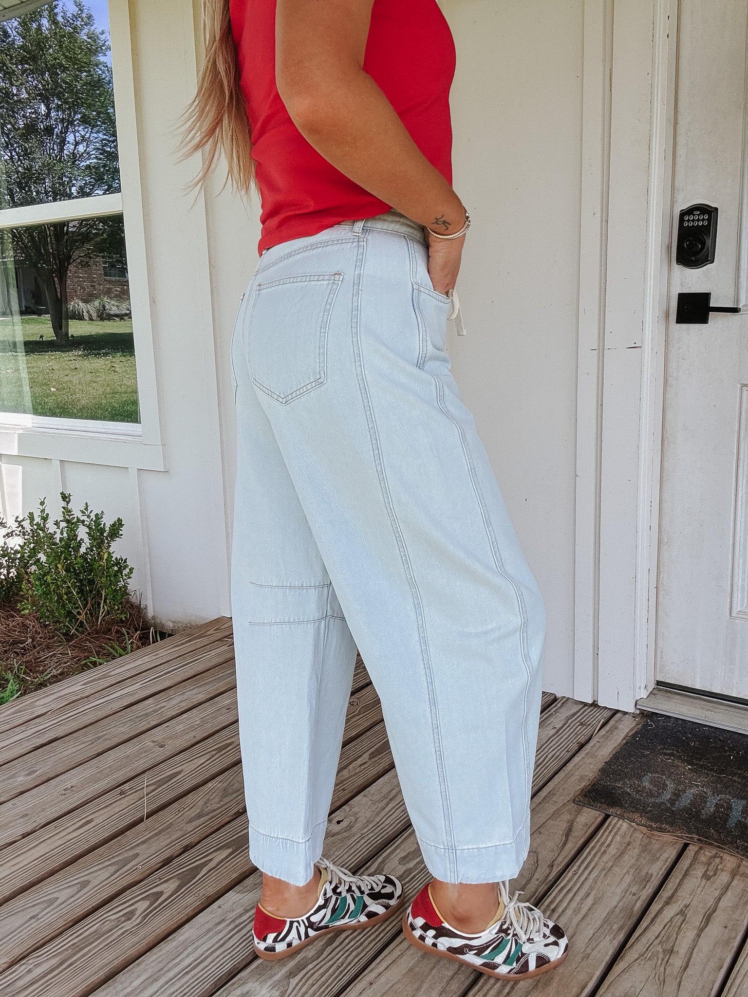 The Nori Floral Hem Barrel Jean - Image 5
