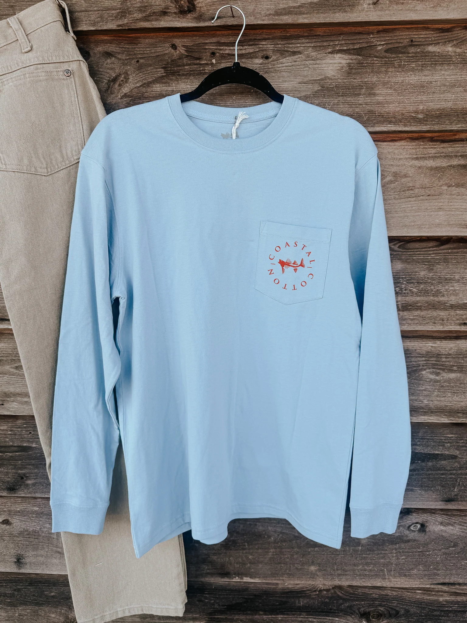Coastal Cotton Duck Stamp Long Sleeve T-Shirt in Blue Fog - Image 2
