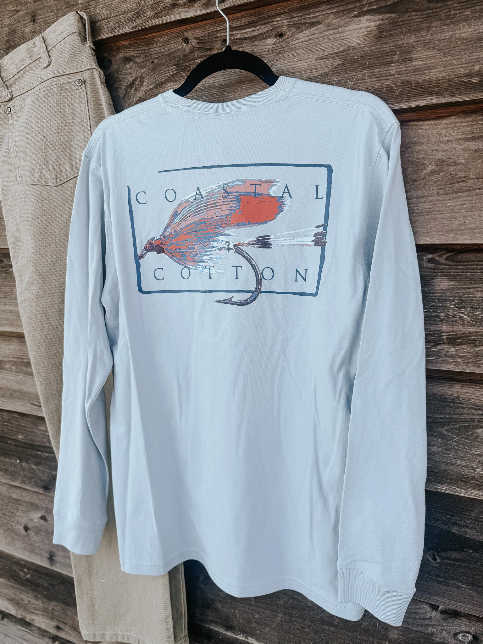 Coastal Cotton Fly Long Sleeve T-Shirt in Dawn Grey - Image 3