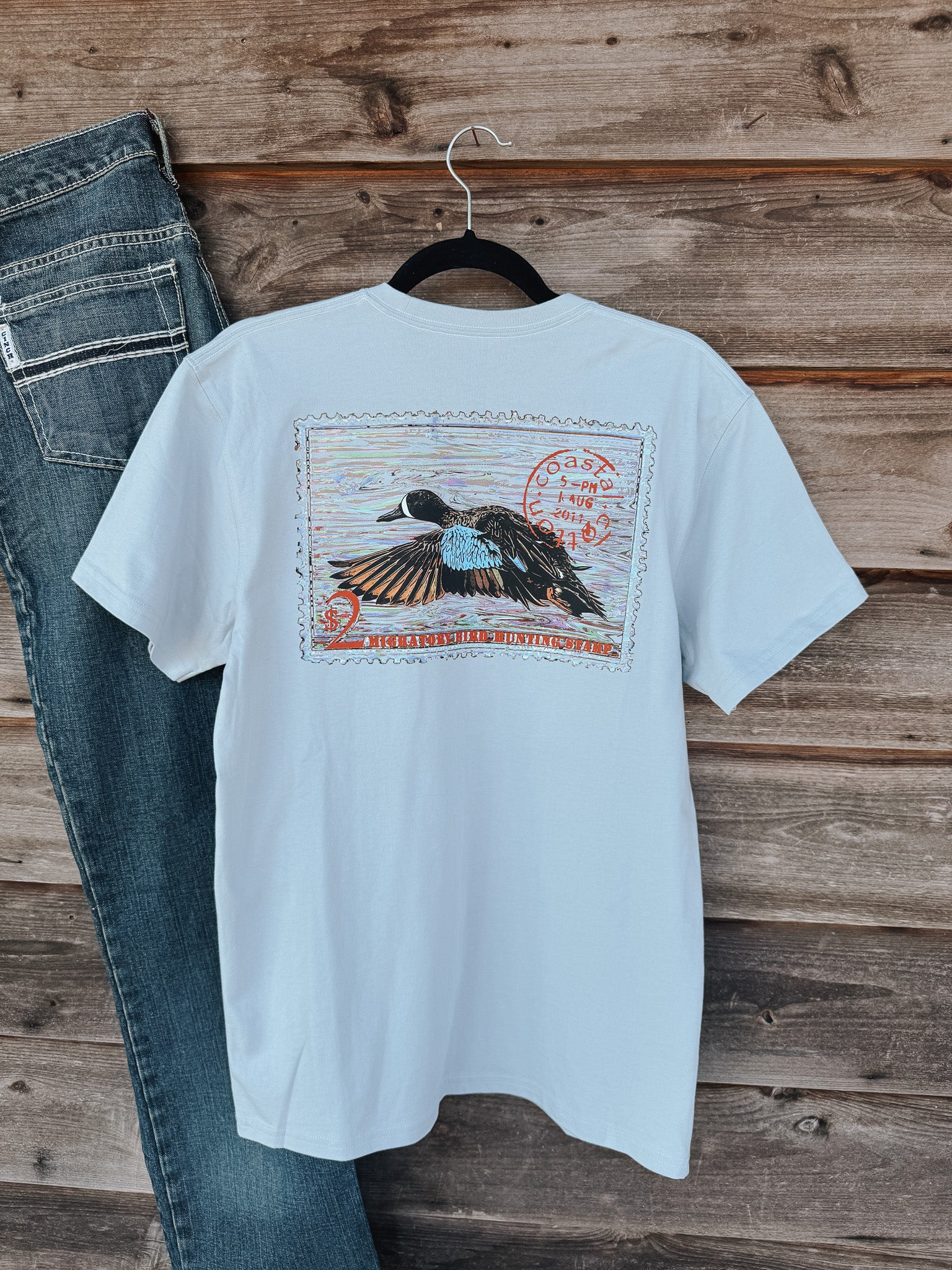 Coastal Cotton Duck Stamp T-Shirt in Dawn Grey - Image 4