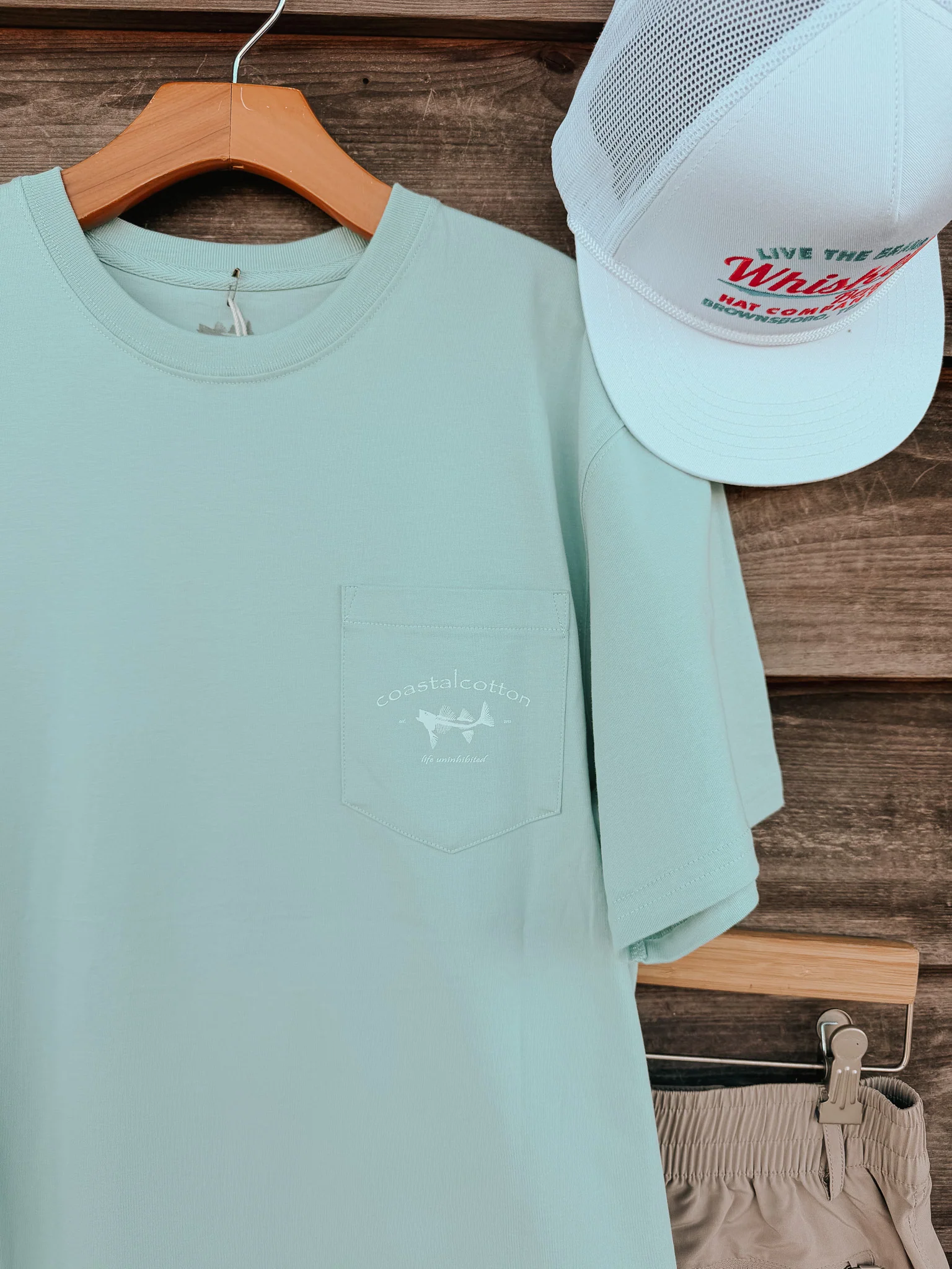 Men's Coastal Cotton Red Snapper T-Shirt - Mint Blue - Image 5