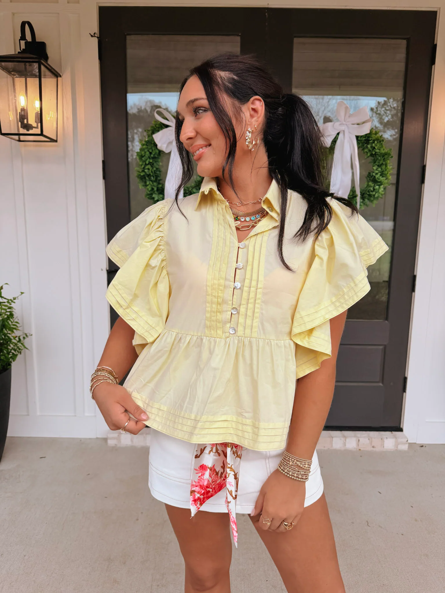 Blissful Smiles Ruffle Top