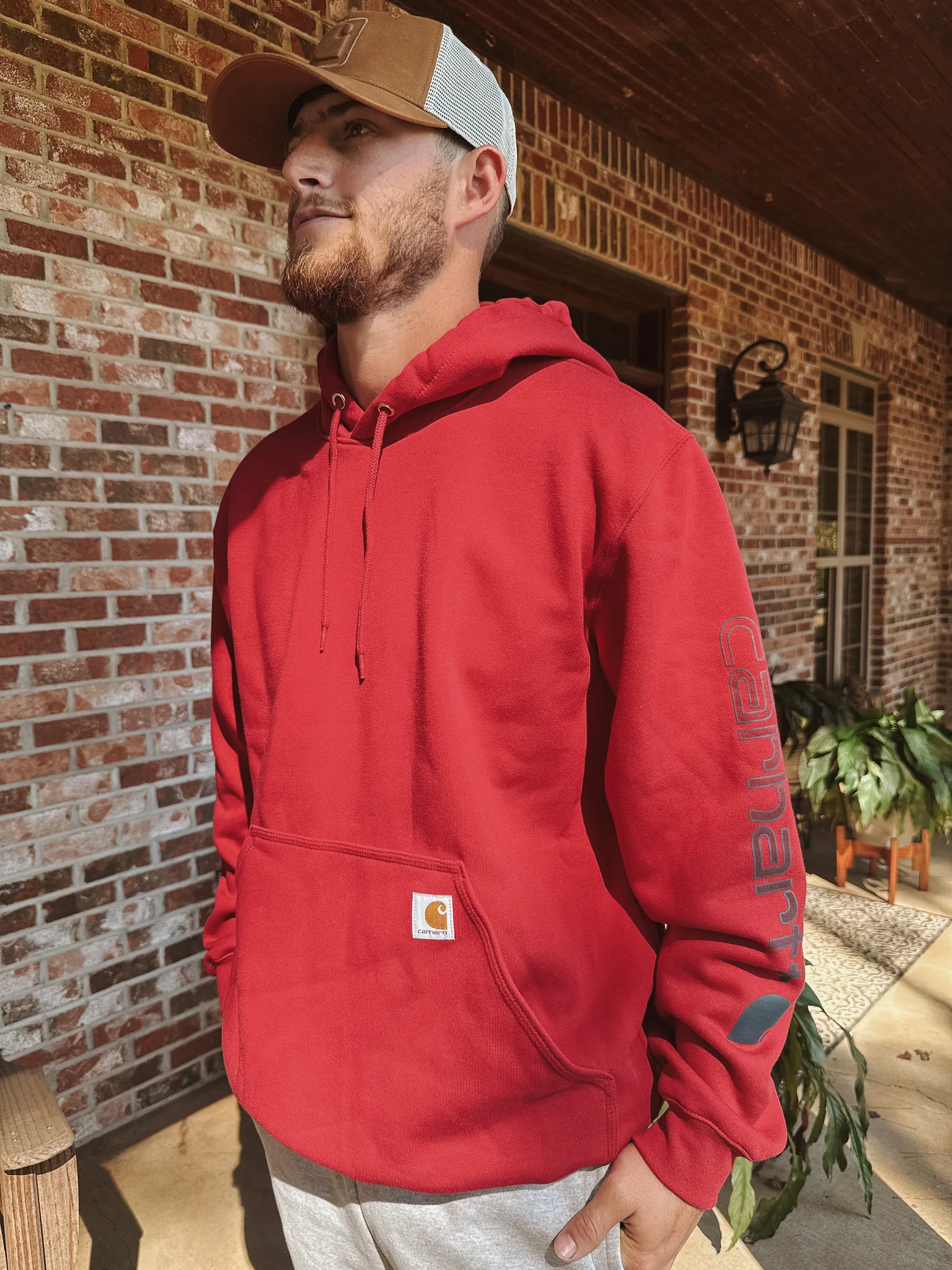 Carhartt Loose Fit Midweight Logo Hoodie - Red - Image 2