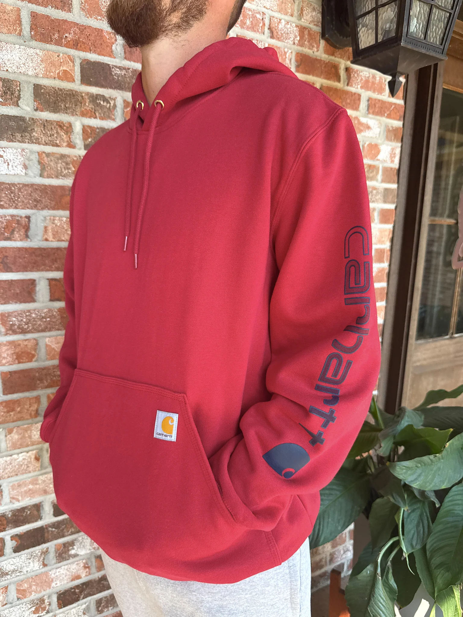 Carhartt Loose Fit Midweight Logo Hoodie - Red - Image 3
