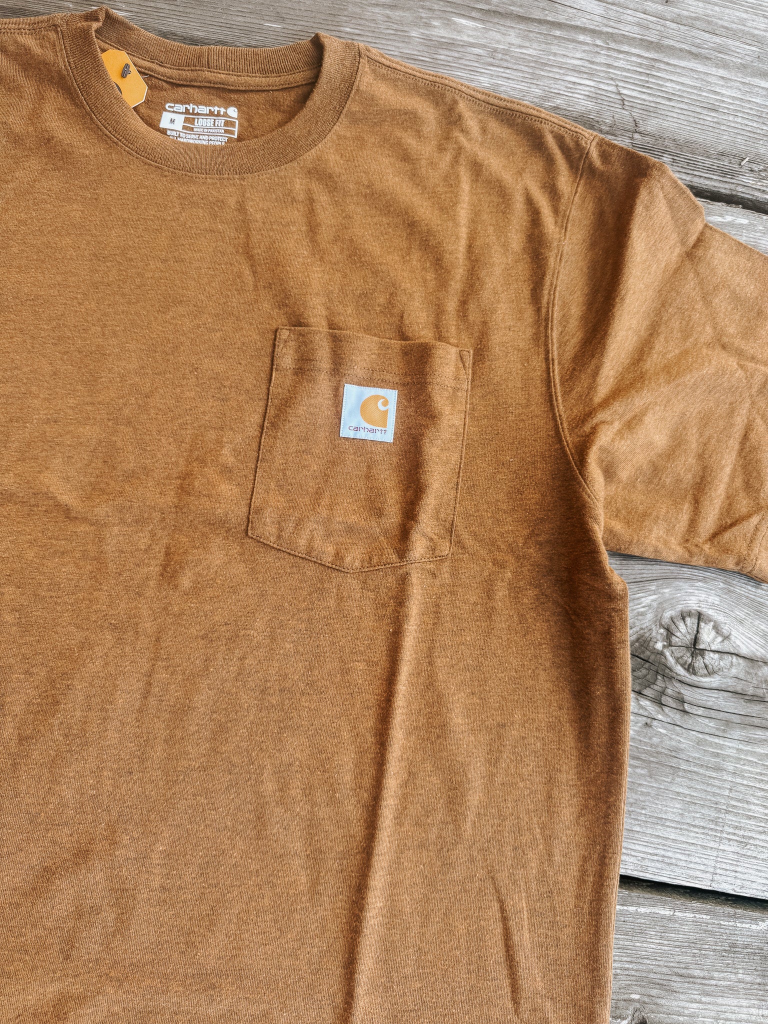 Carhartt Loose Fit Heavyweight Short-Sleeve Pocket T-Shirt in Oiled Walnut Heather - Image 2