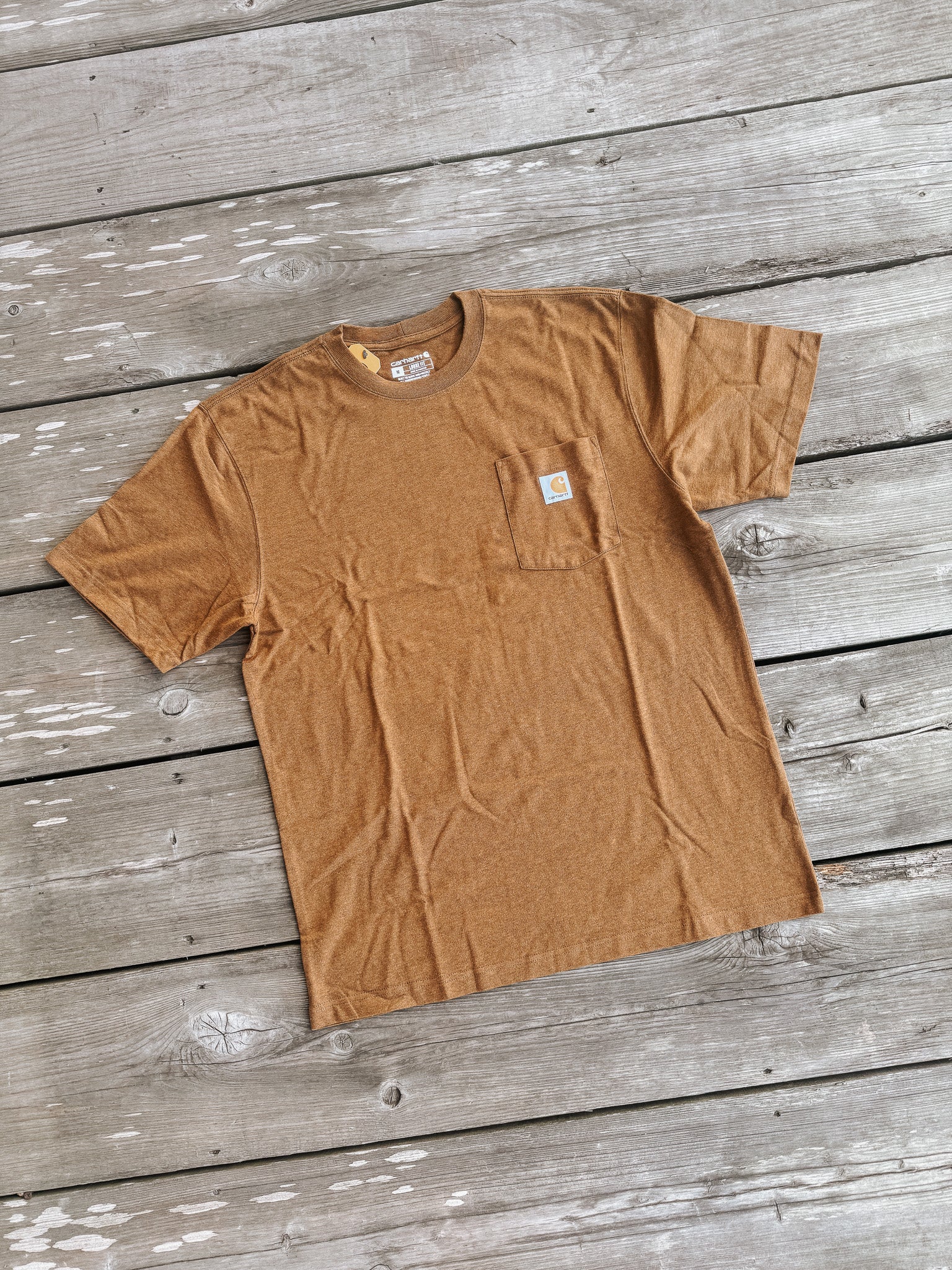 Carhartt Loose Fit Heavyweight Short-Sleeve Pocket T-Shirt in Oiled Walnut Heather - Image 3