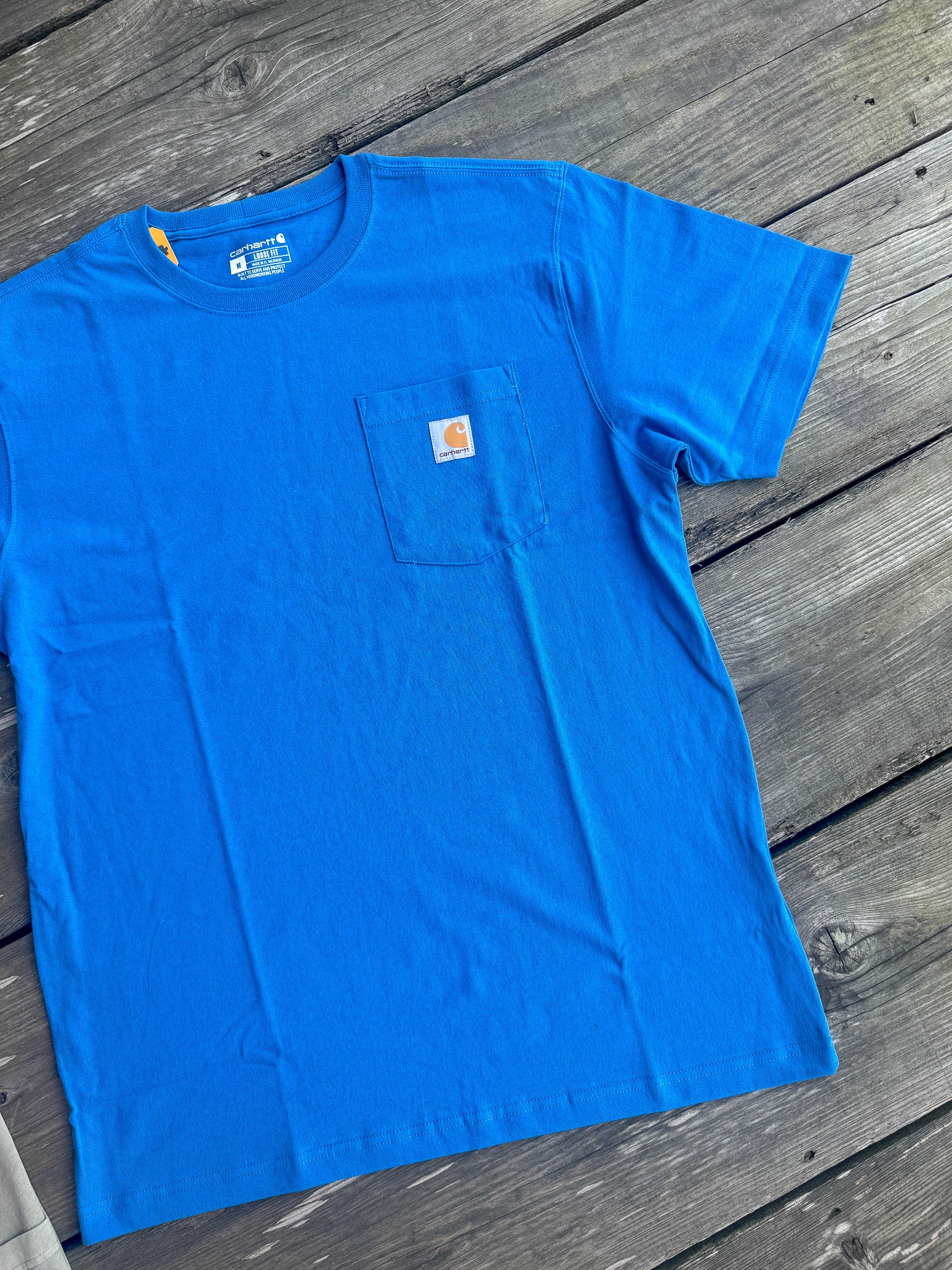 Carhartt Loose Fit Heavyweight Short-Sleeve Pocket T-Shirt in Horizon Blue - Image 2