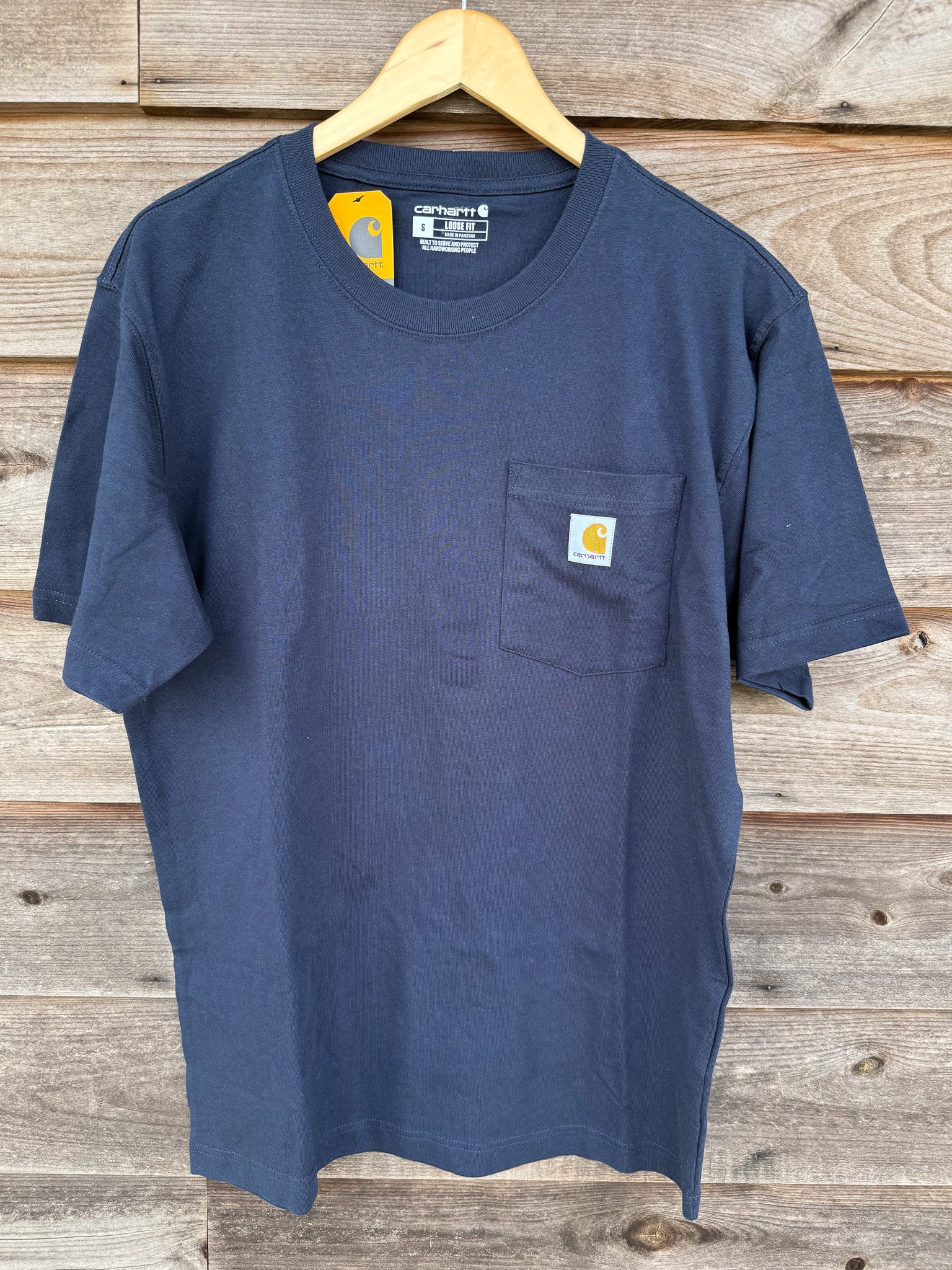 CARHARTT LOOSE FIT HEAVYWEIGHT SHORT-SLEEVE POCKET T-SHIRT IN NAVY - Image 4