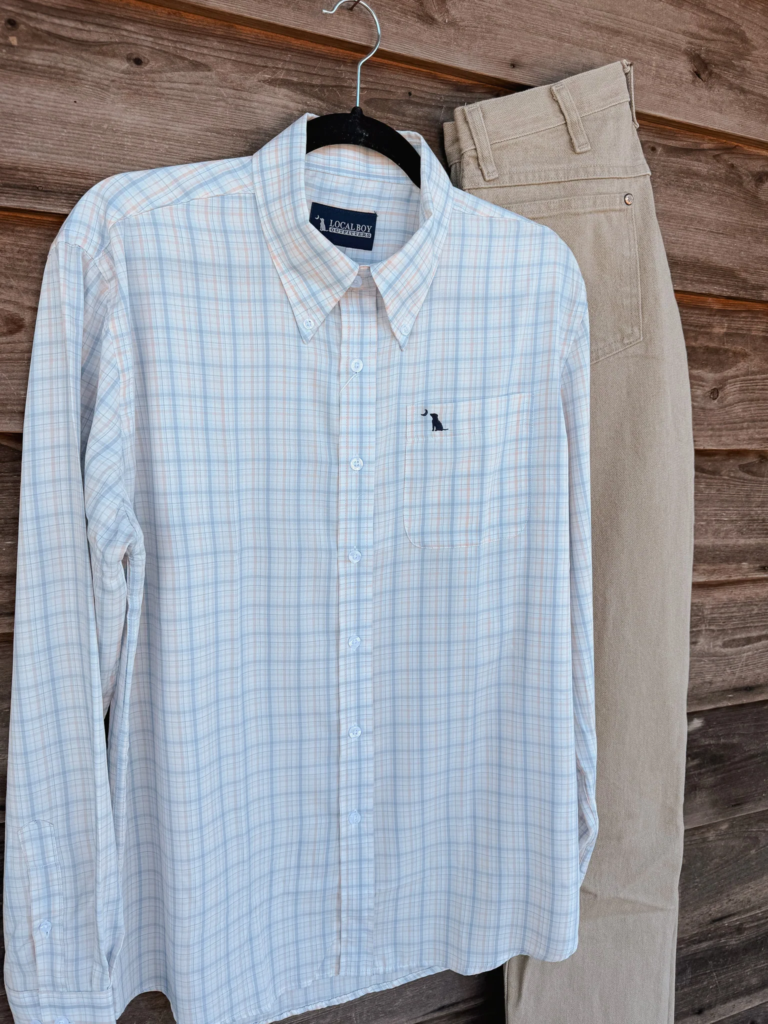 Local Boy Lee Dress Shirt in Light Blue & Salmon - Image 5