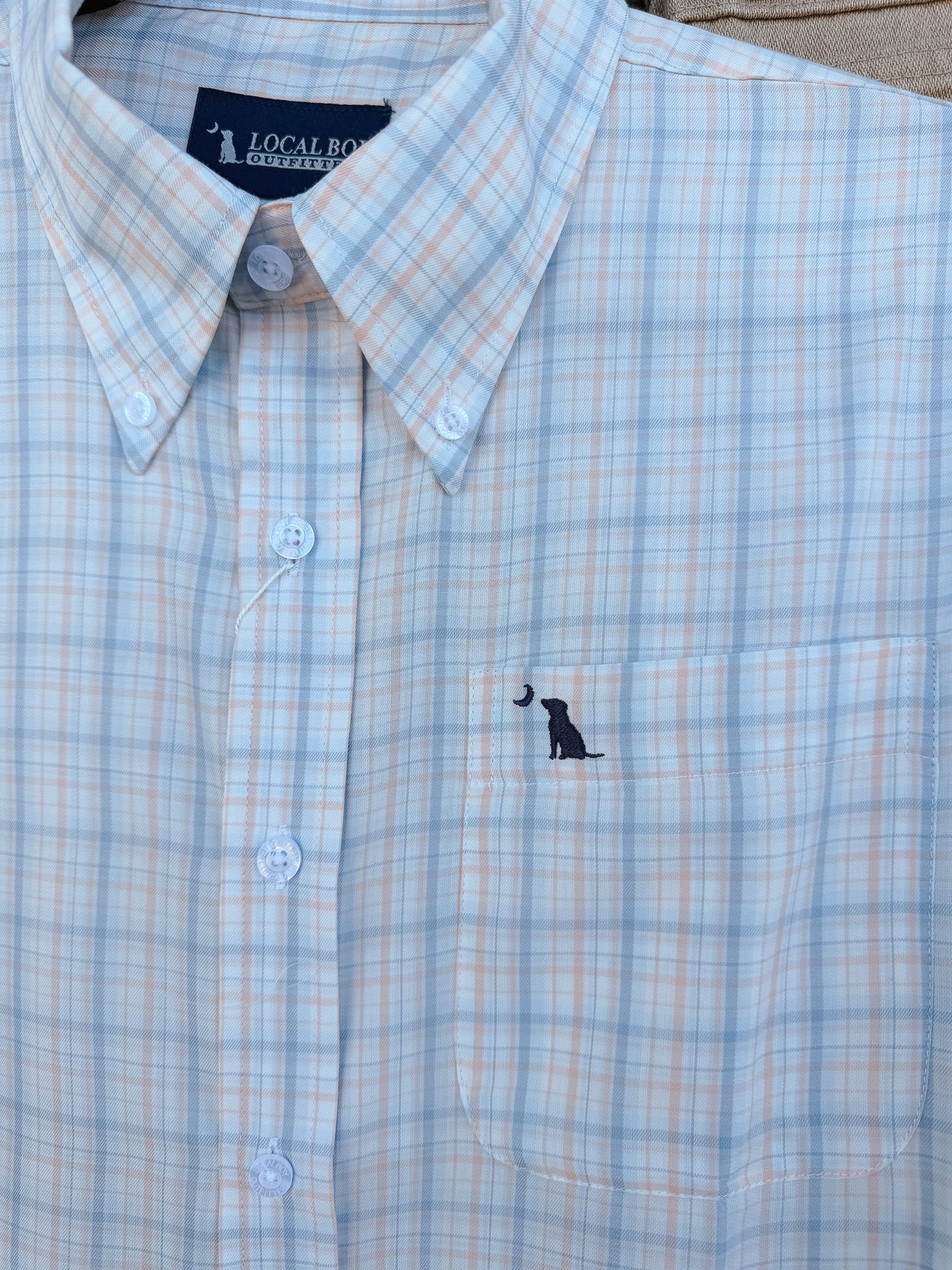Local Boy Lee Dress Shirt in Light Blue & Salmon - Image 9