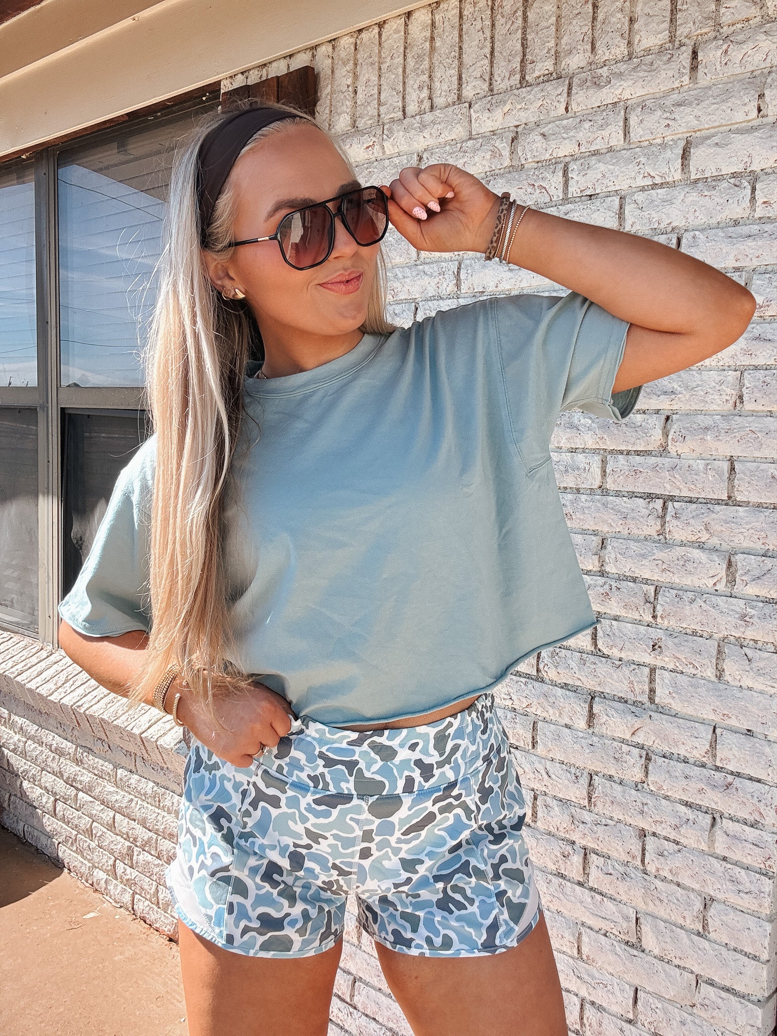 Local Girl Outfitters Boxy Cropped T-Shirt in Jade
