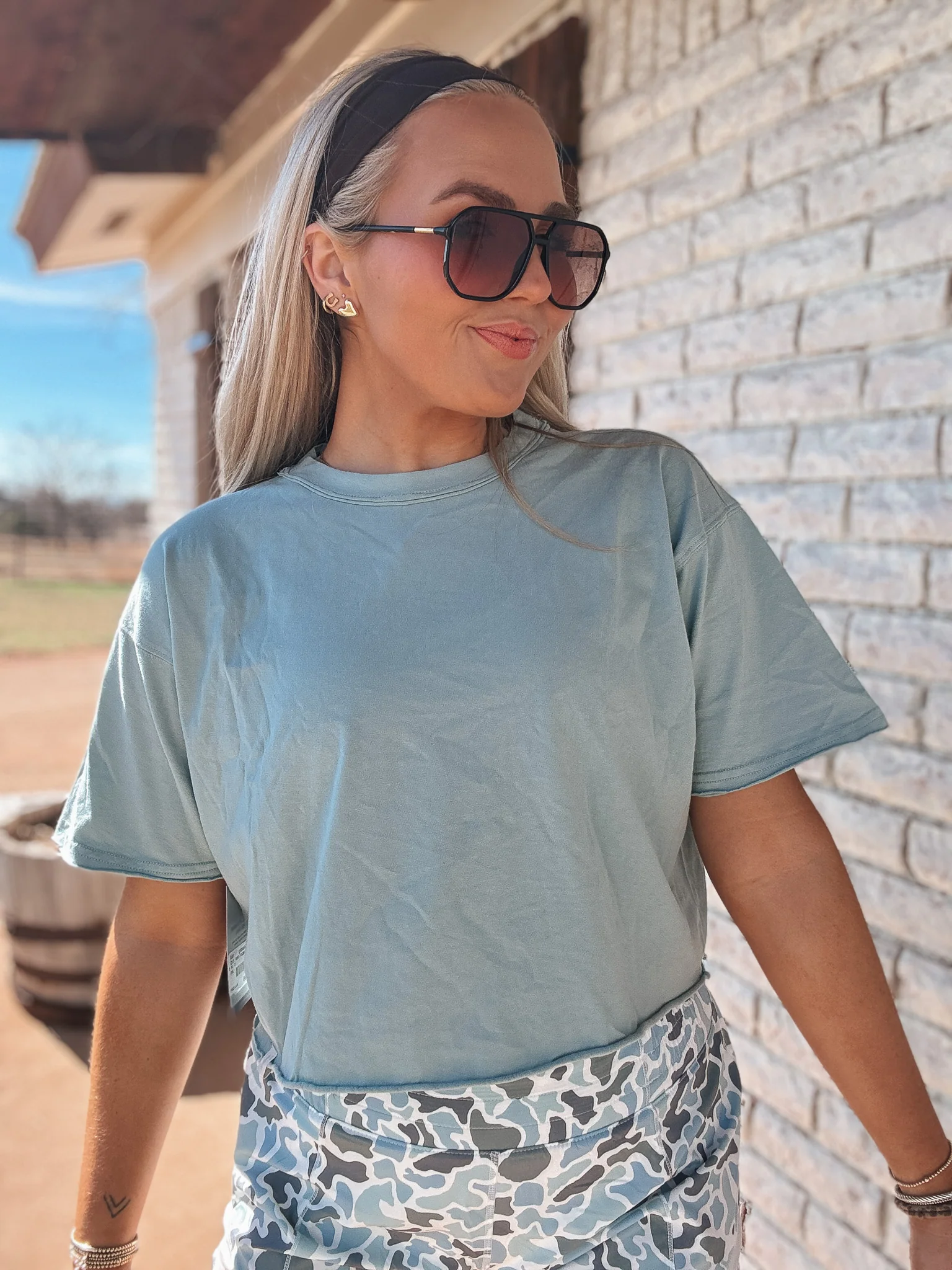 Local Girl Outfitters Boxy Cropped T-Shirt in Jade - Image 6