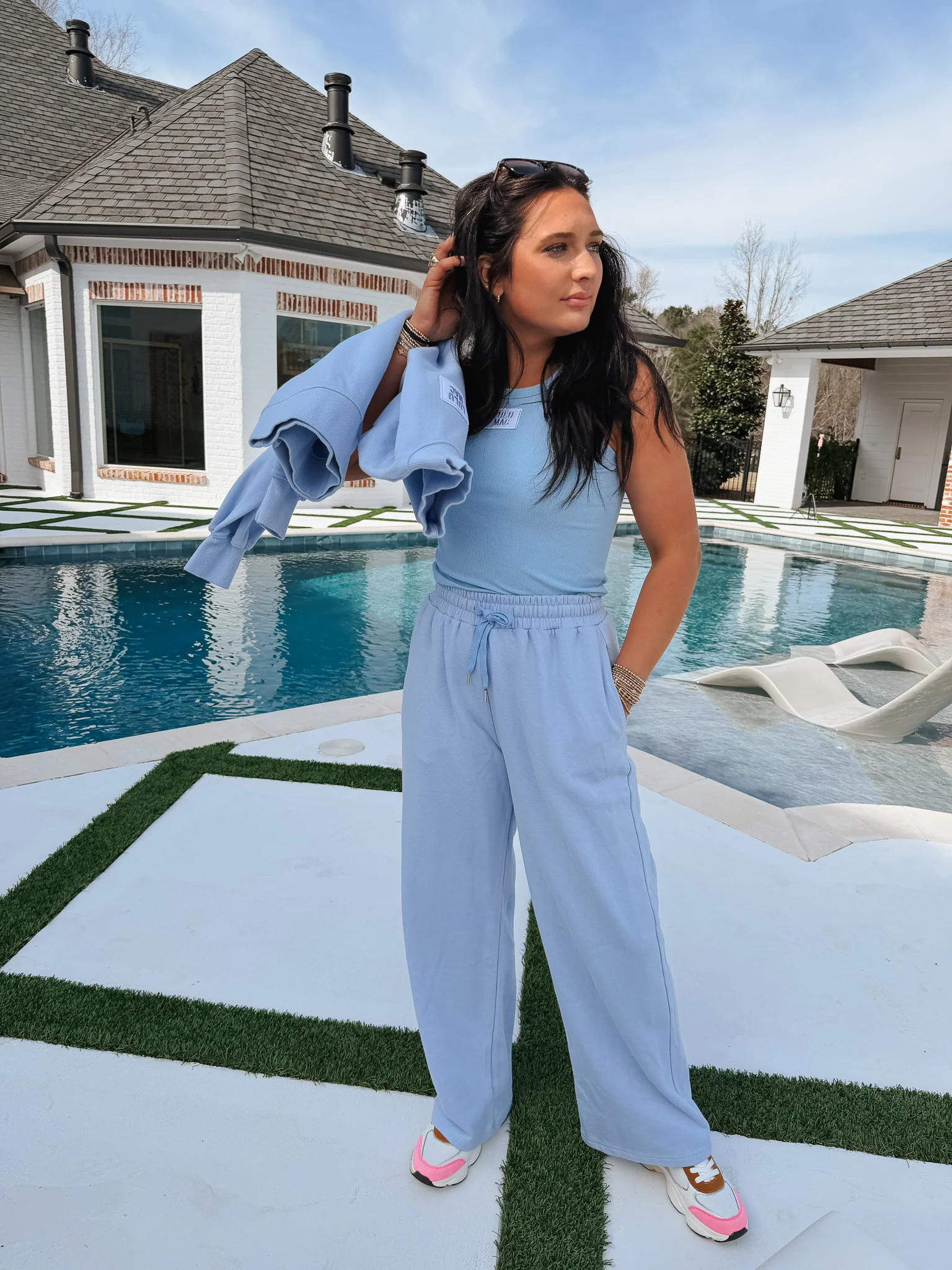 Lulu Mac Terry Cloth Sweatpants in Light Blue - Image 6