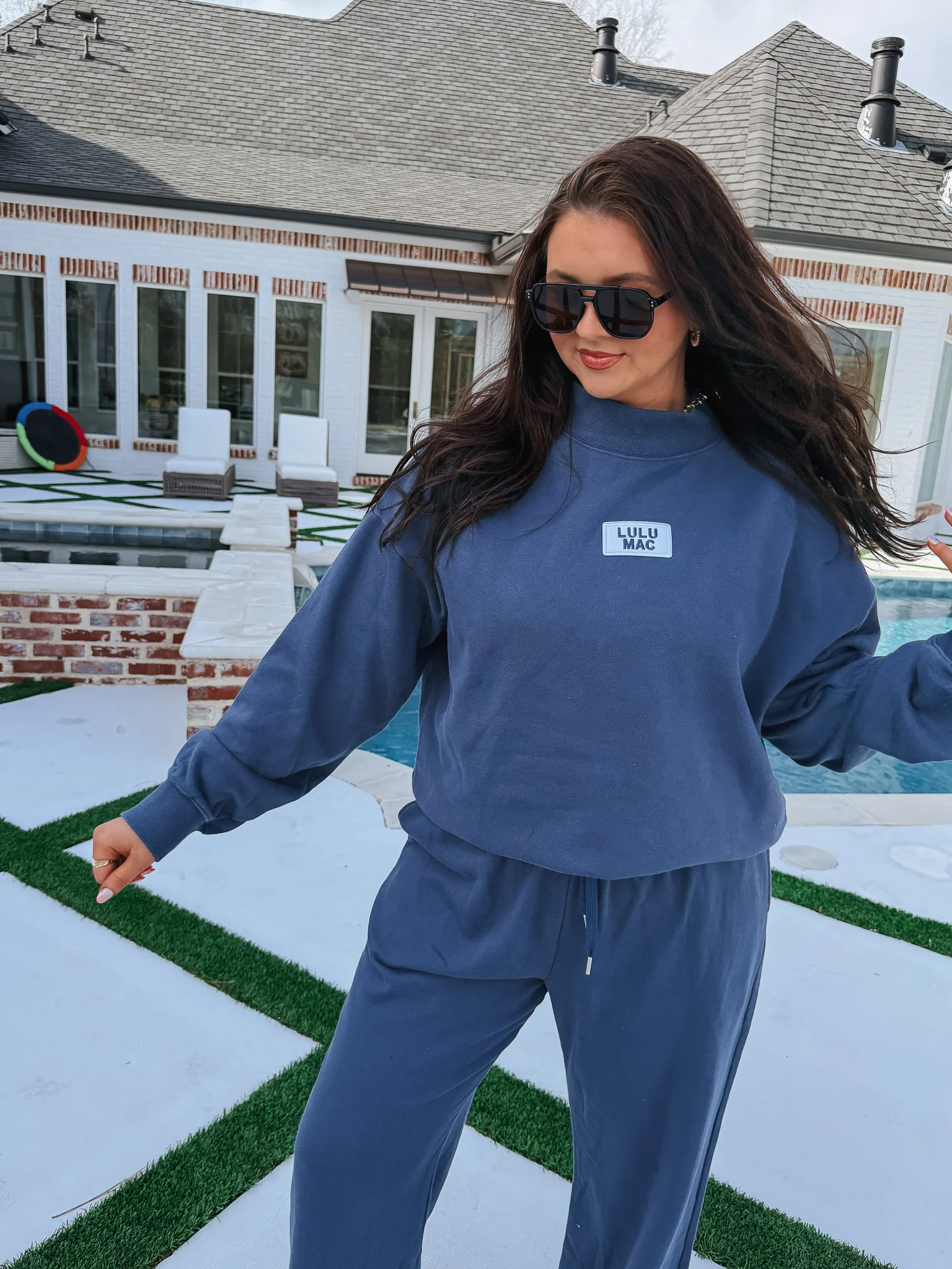 Lulu Mac Terry Cloth Mockneck in Navy