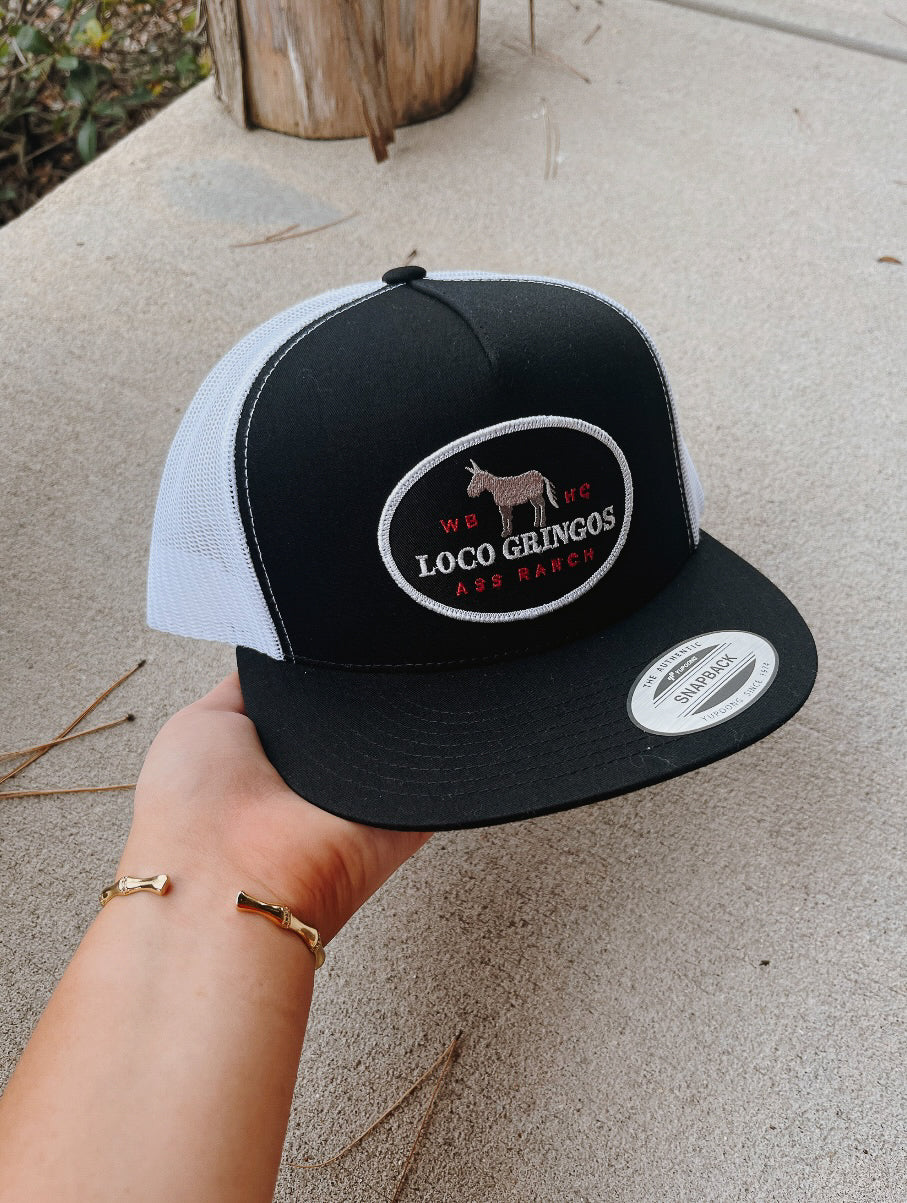 Whiskey Bent Hat Co. Loco Gringos Trucker Hat in Black/White - Image 2