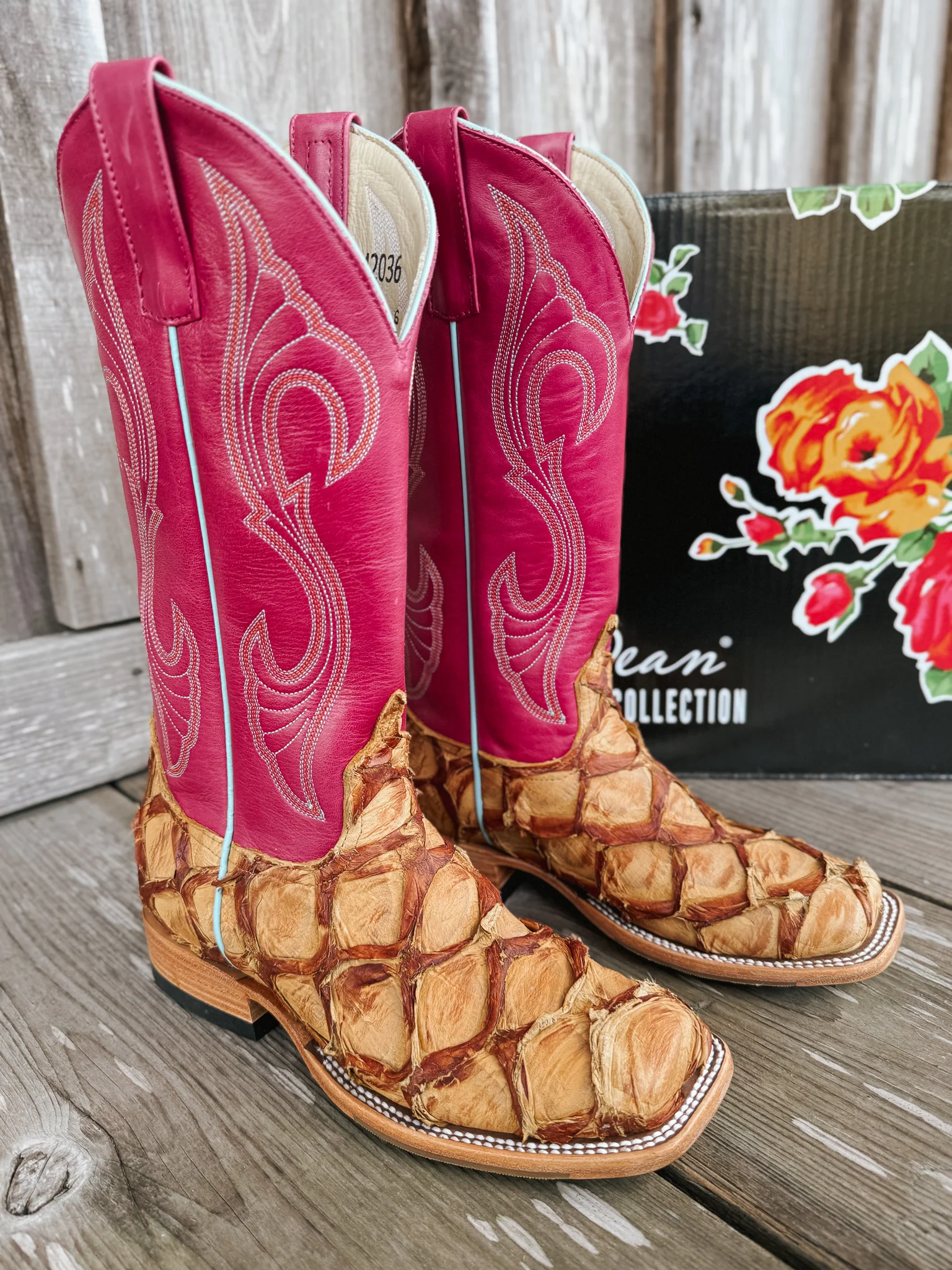 Women's Macie Bean Pink Antique Saddle Pirarucu Boots - Image 11