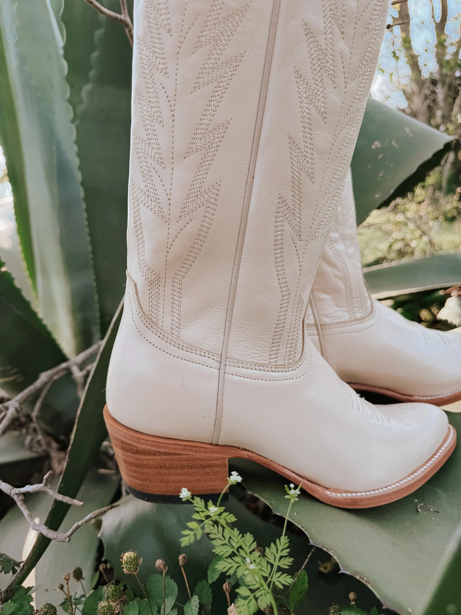 Women's 15" Macie Bean Spacey Gracey Almond Toe Cream Boot - Image 6