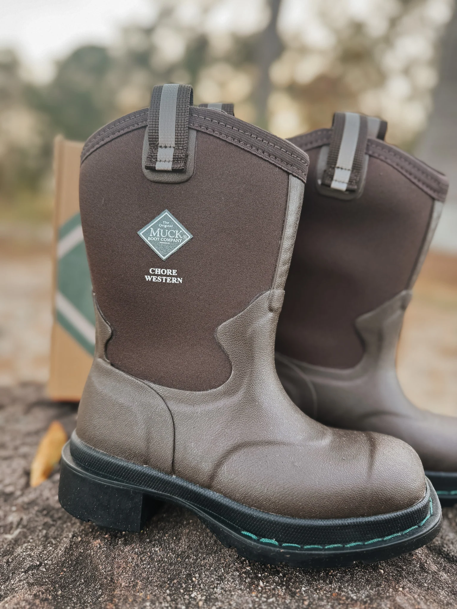 Kid's Muck Chore Western Rubber Boots - Brown - Image 2