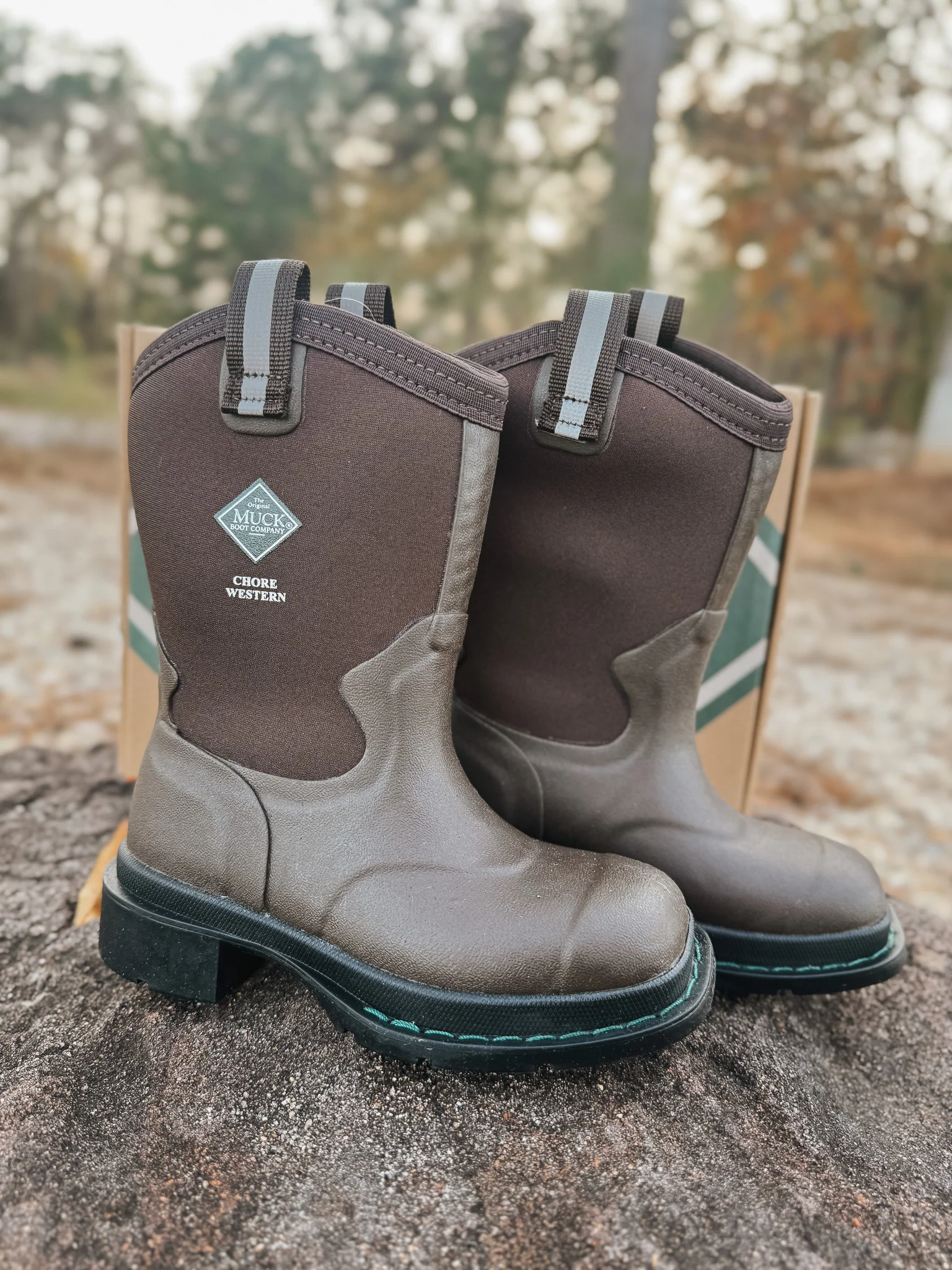 Kid's Muck Chore Western Rubber Boots - Brown - Image 5