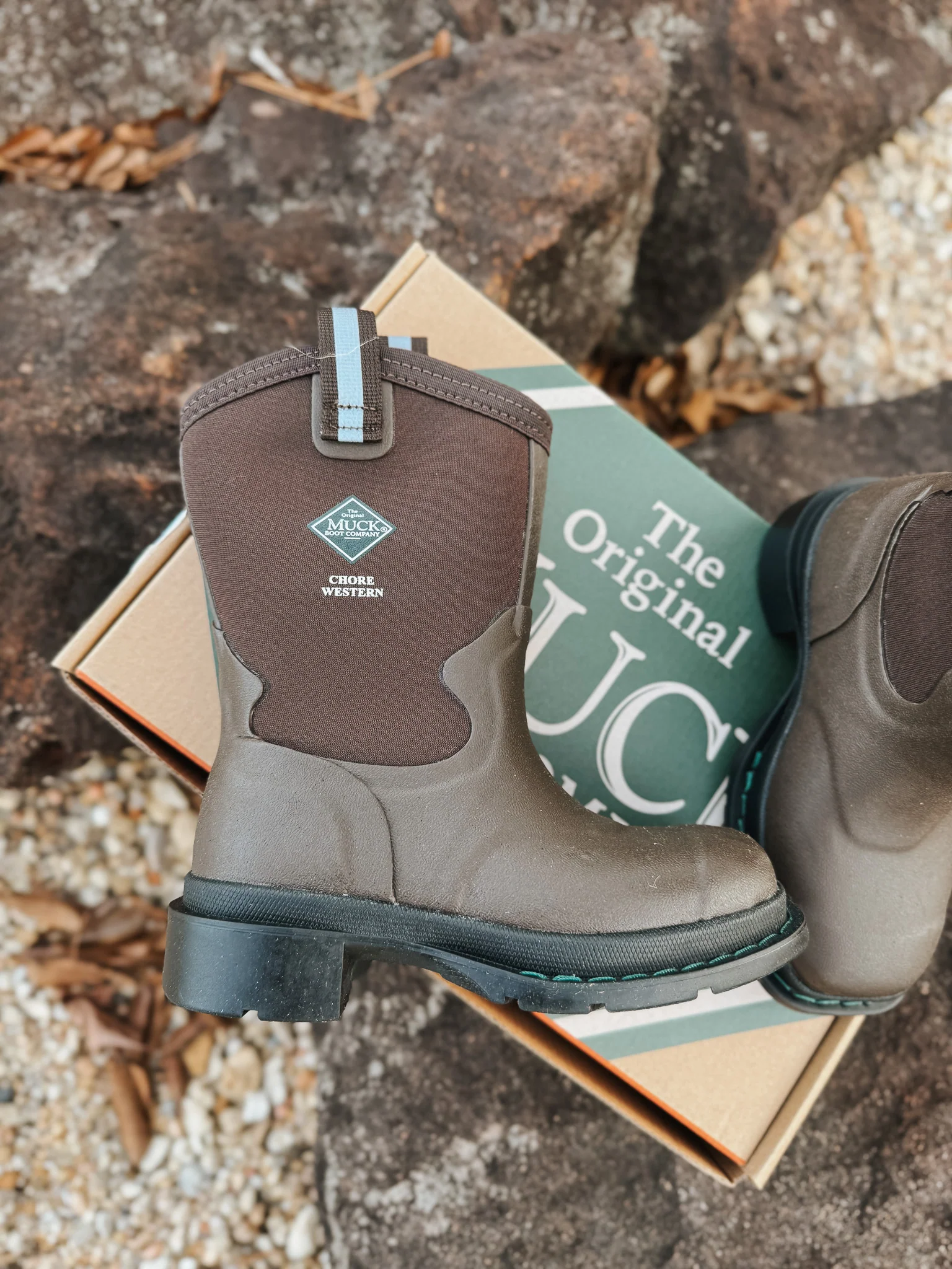 Kid's Muck Chore Western Rubber Boots - Brown - Image 7