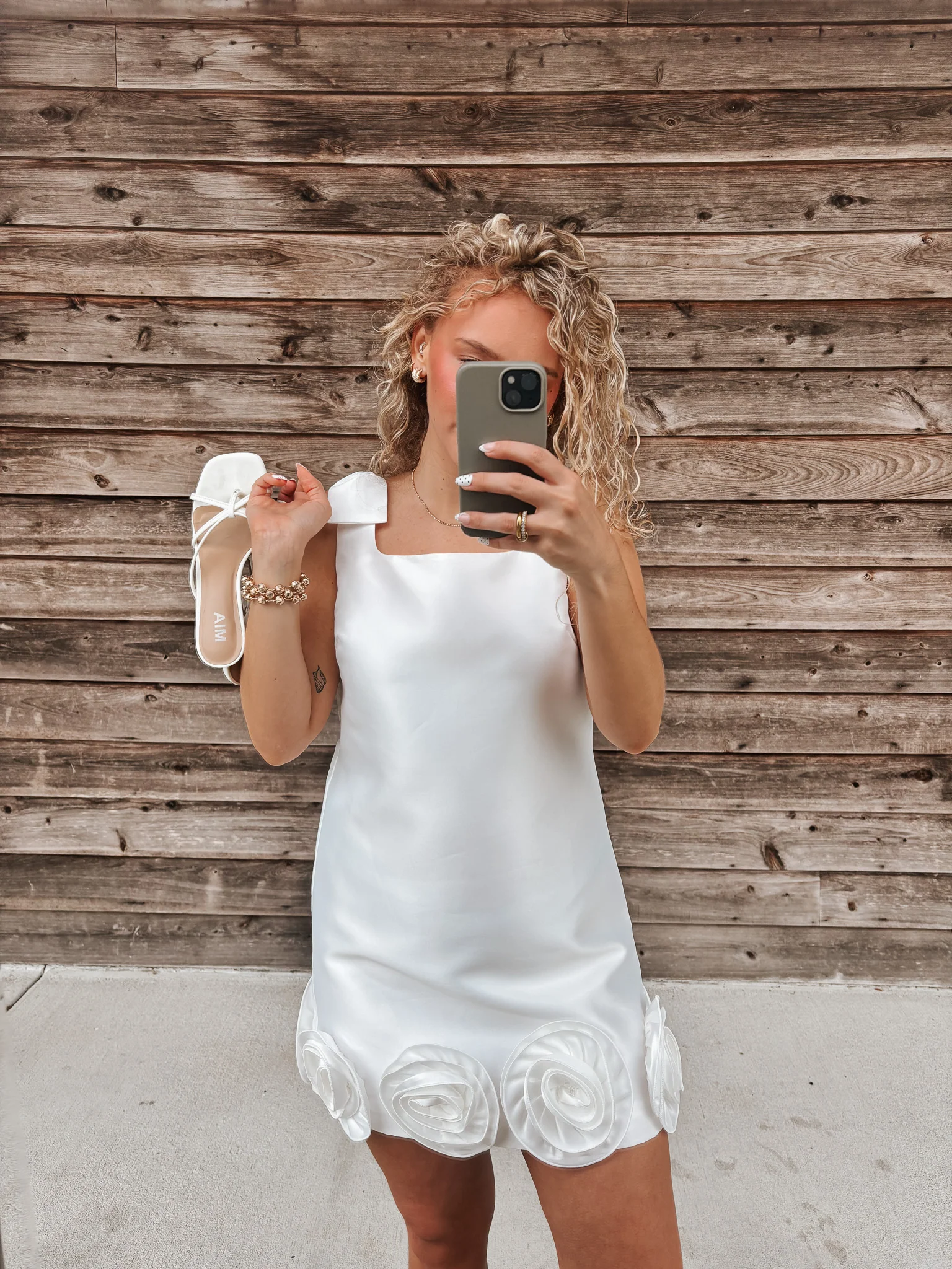 Petal Pop Mini Dress in Off White