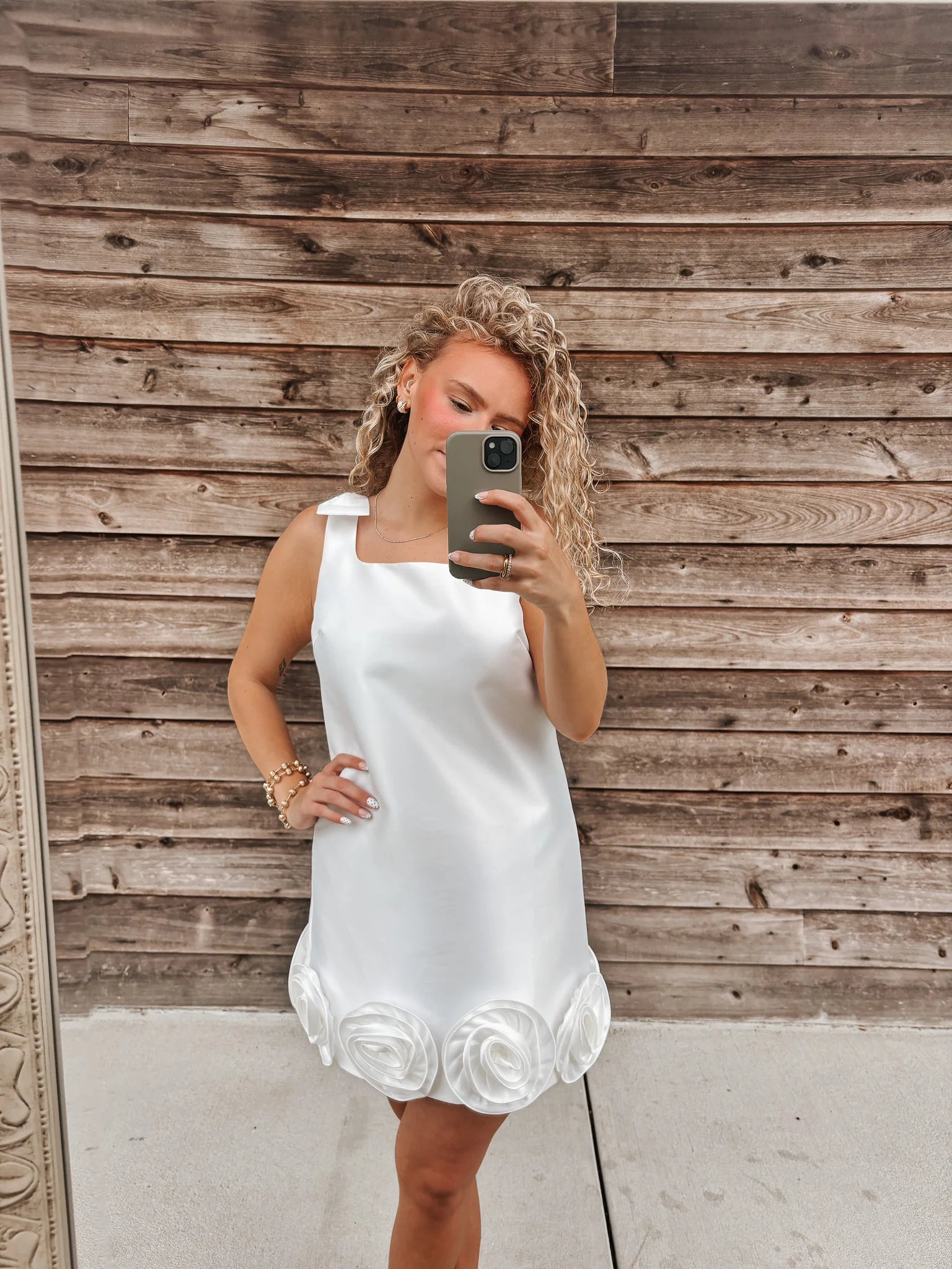 Petal Pop Mini Dress in Off White - Image 4