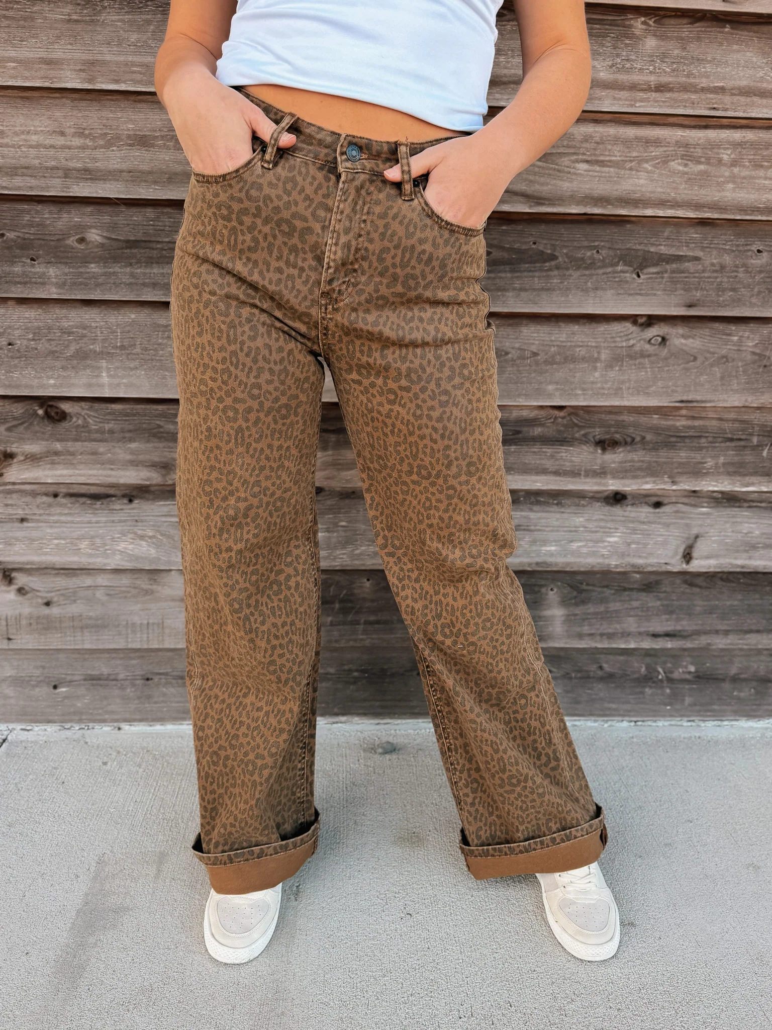 The Derby Super High Ride Wide Leg Leopard Jeans - Image 5