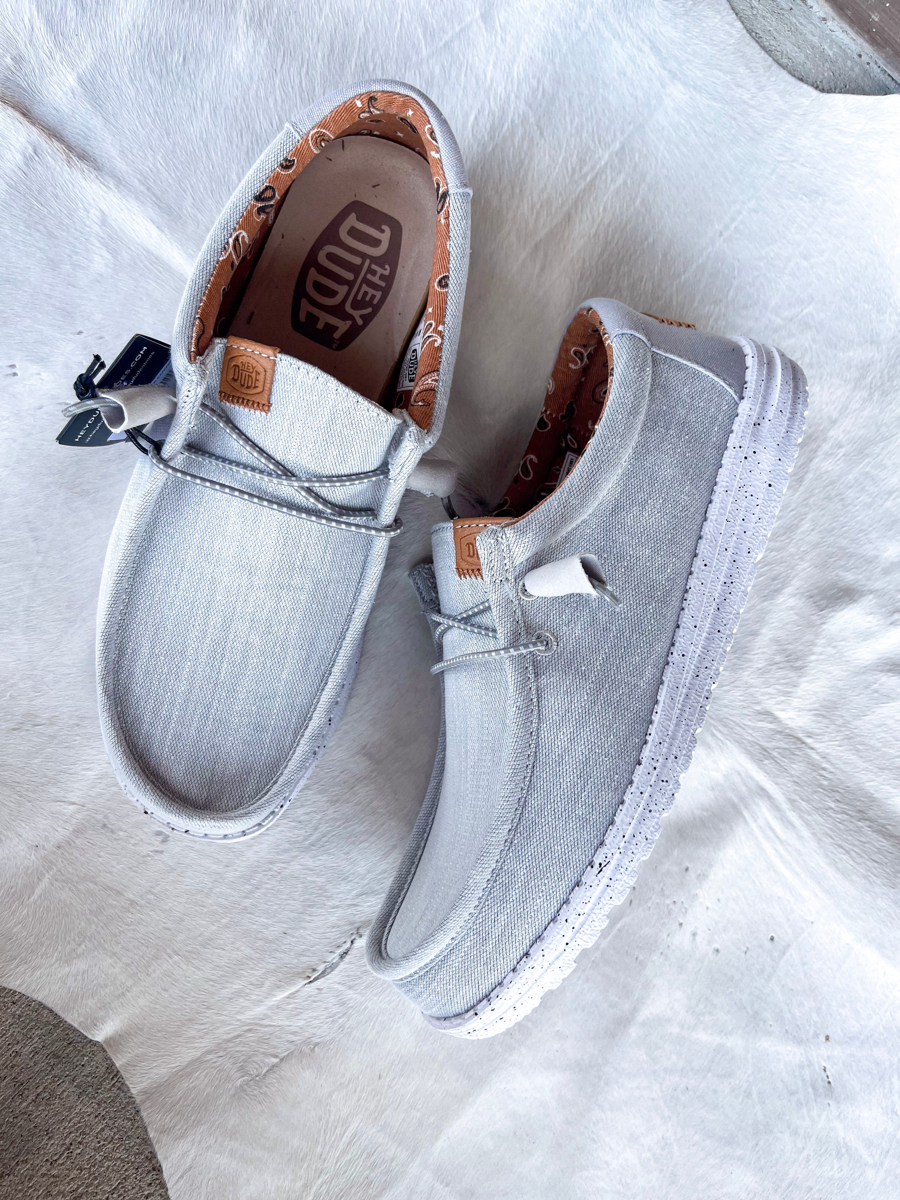 Men's Hey Dude Wally Washed Canvas Light Grey - Image 3