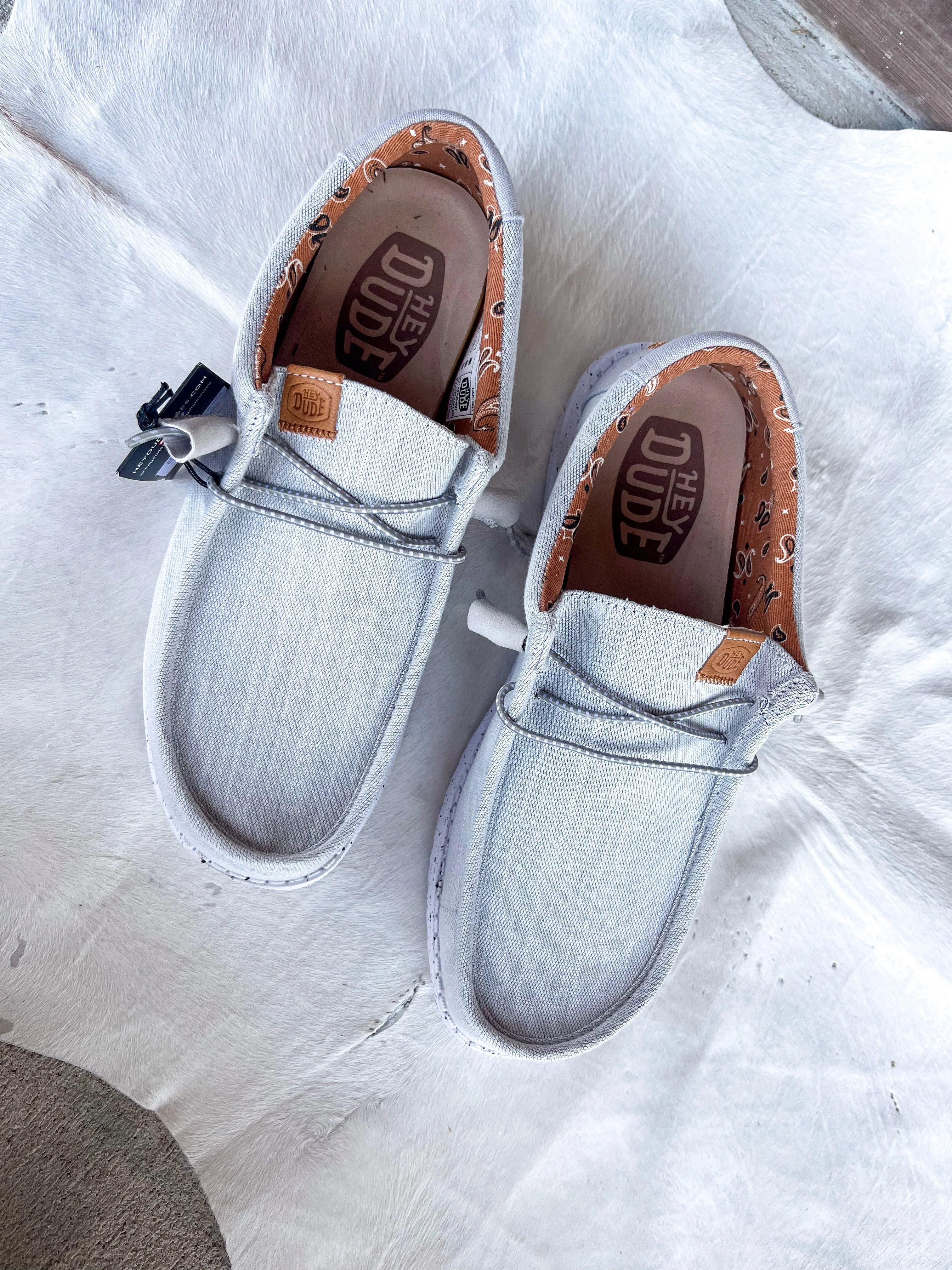 Men's Hey Dude Wally Washed Canvas Light Grey - Image 5
