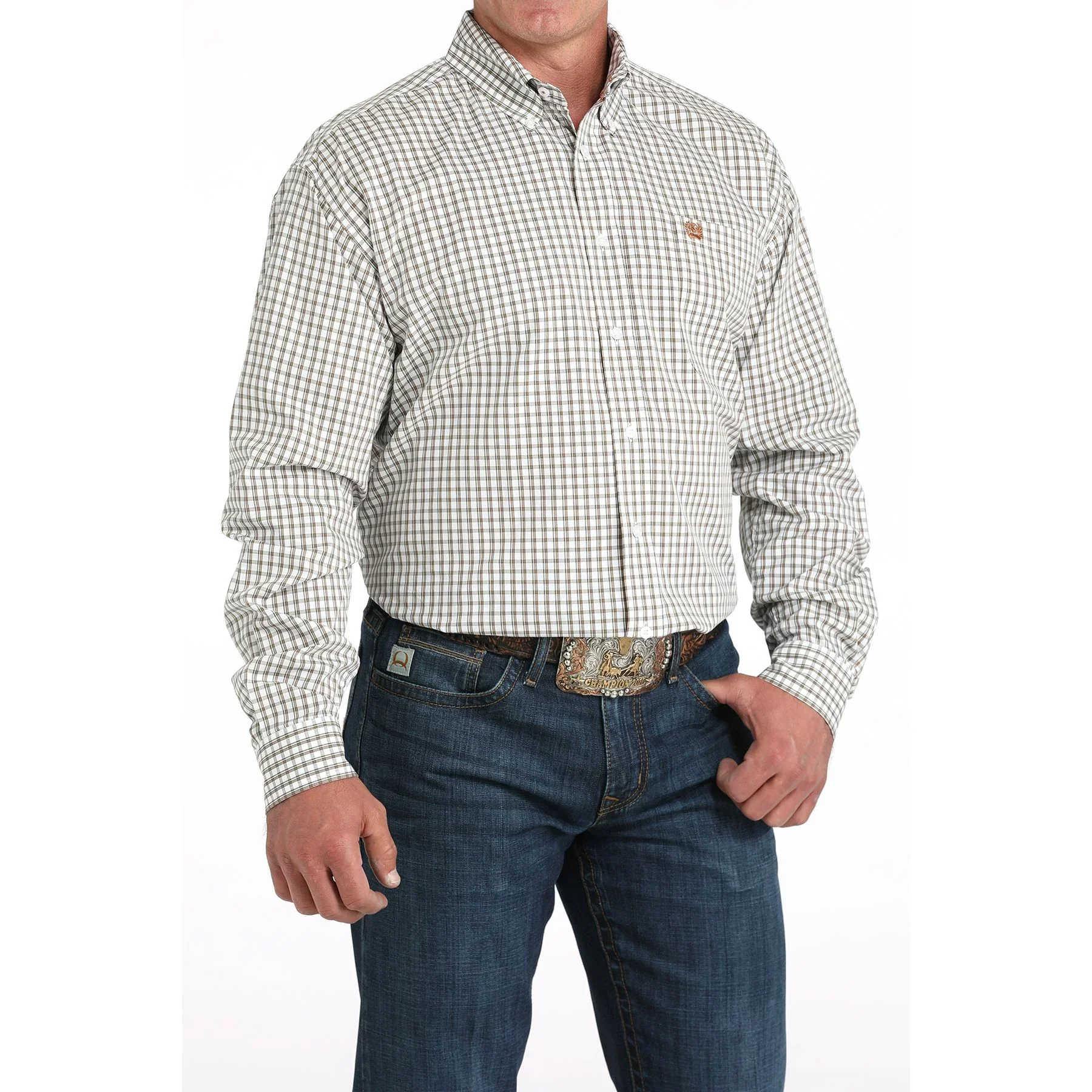 Men's Cinch Plaid Button Up Long Sleeve Shirt - Image 2