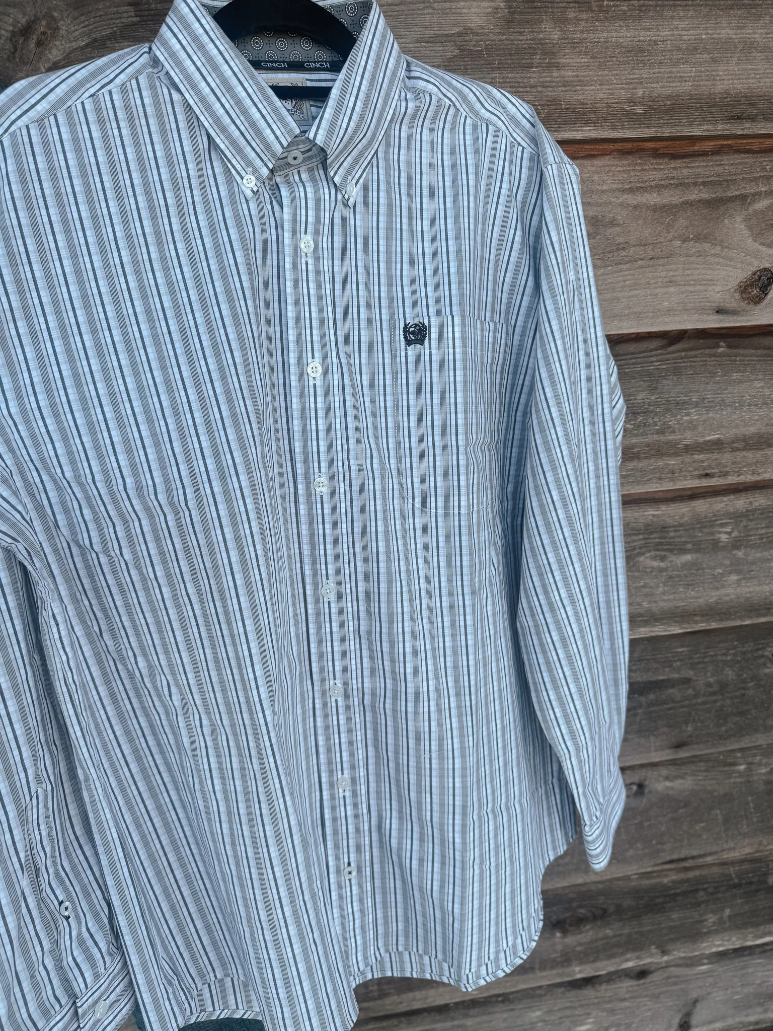 Men's Cinch White & Grey Plaid Shirt - Image 5