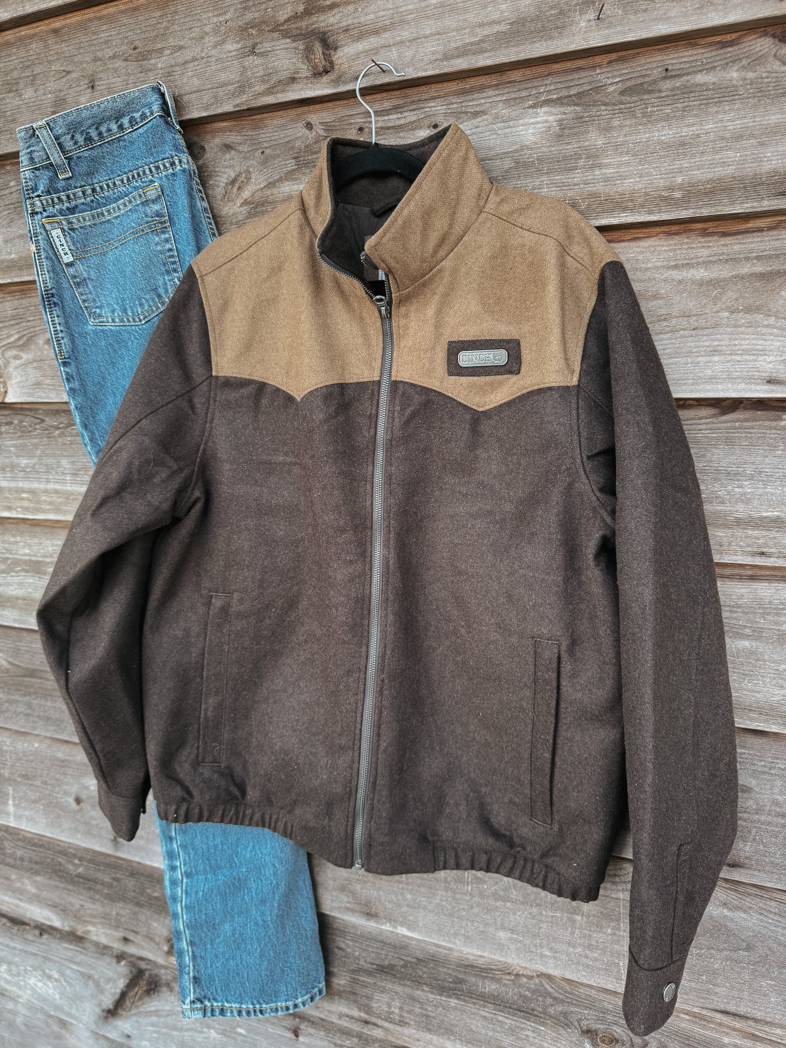 Men's Cinch Concealed Carry Wooly Brown Jacket - Image 5
