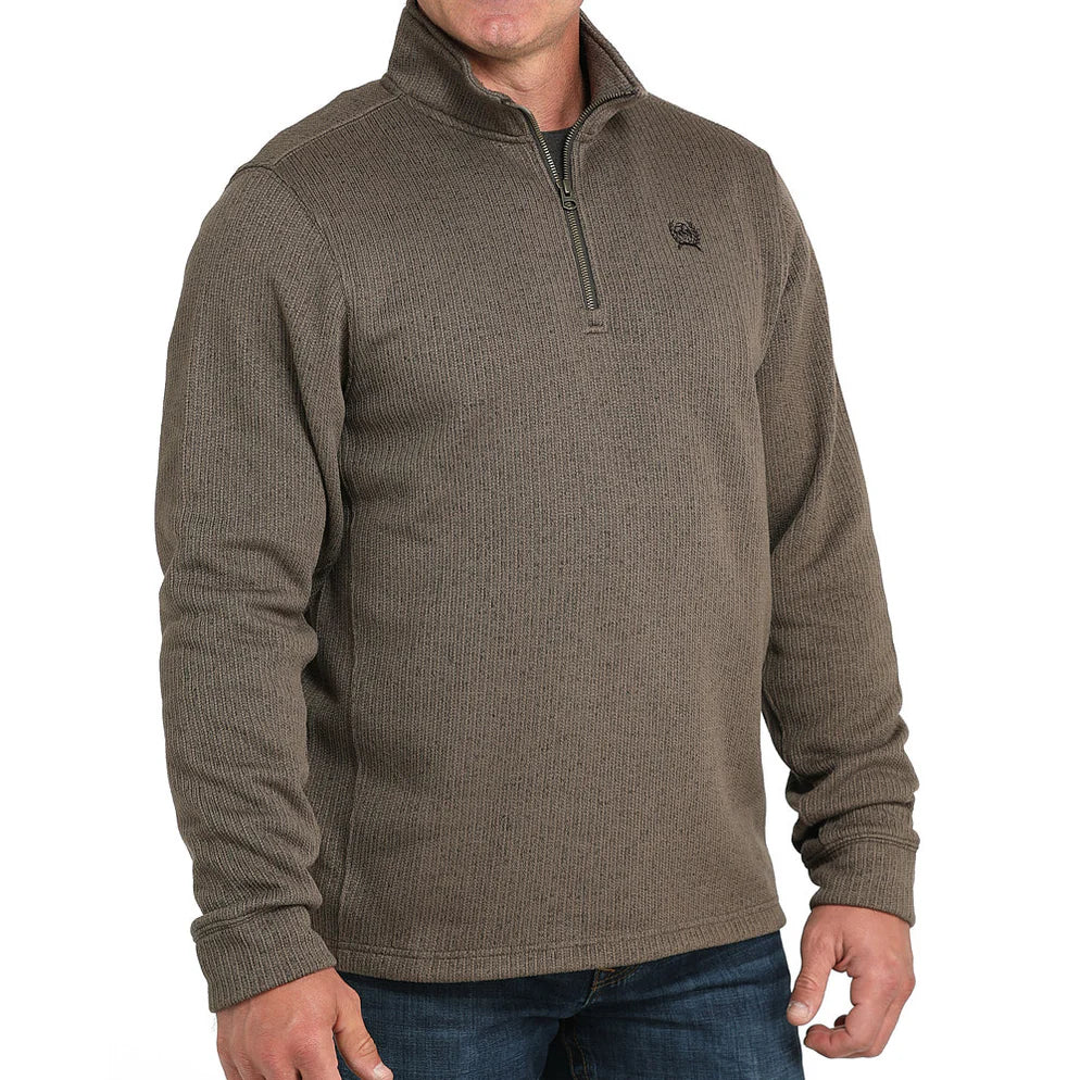 Men's Cinch 1/4 Zip Brown Pullover - Image 3