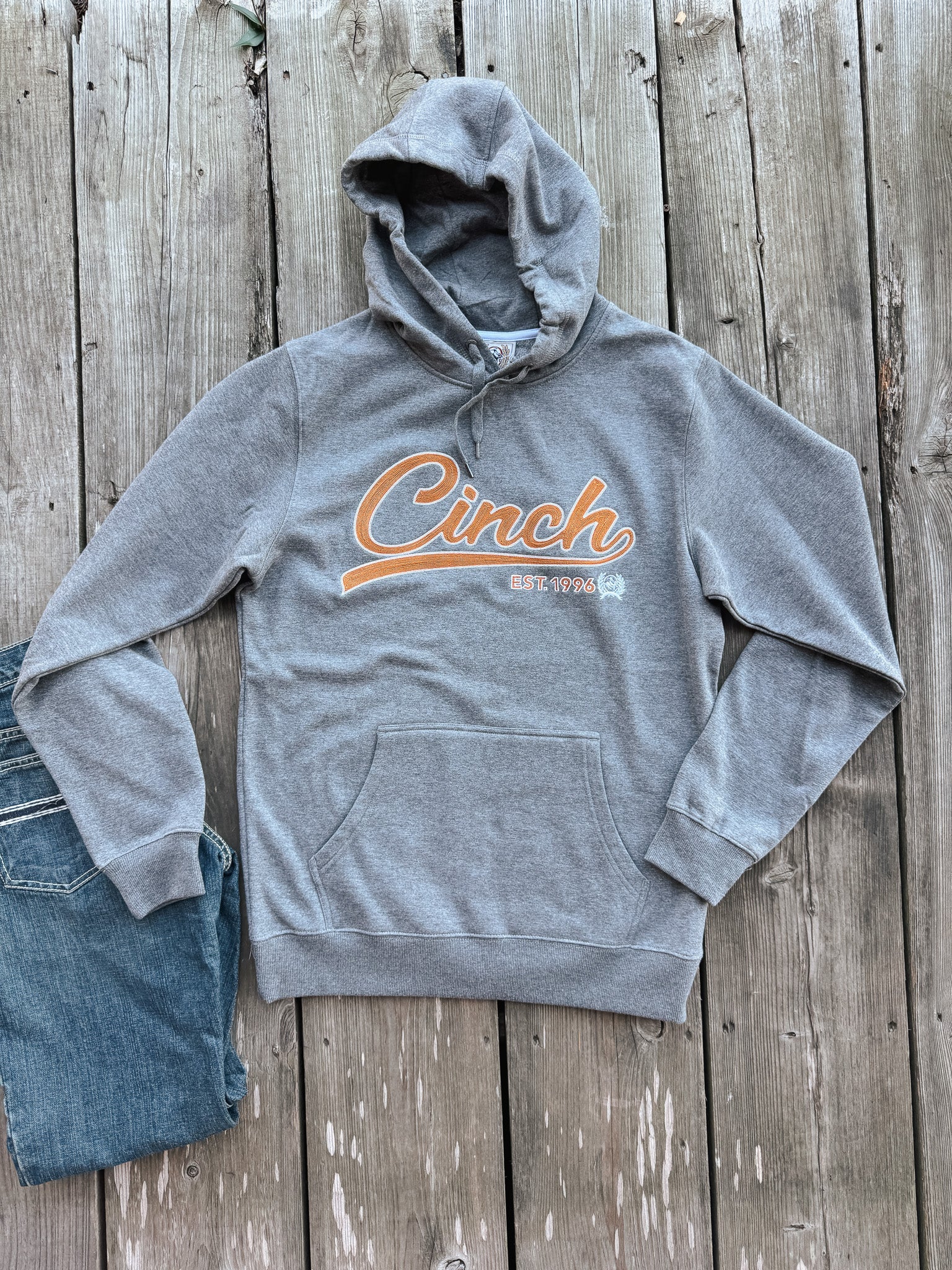Men's Cinch Charcoal Grey Logo Hoodie - Image 4